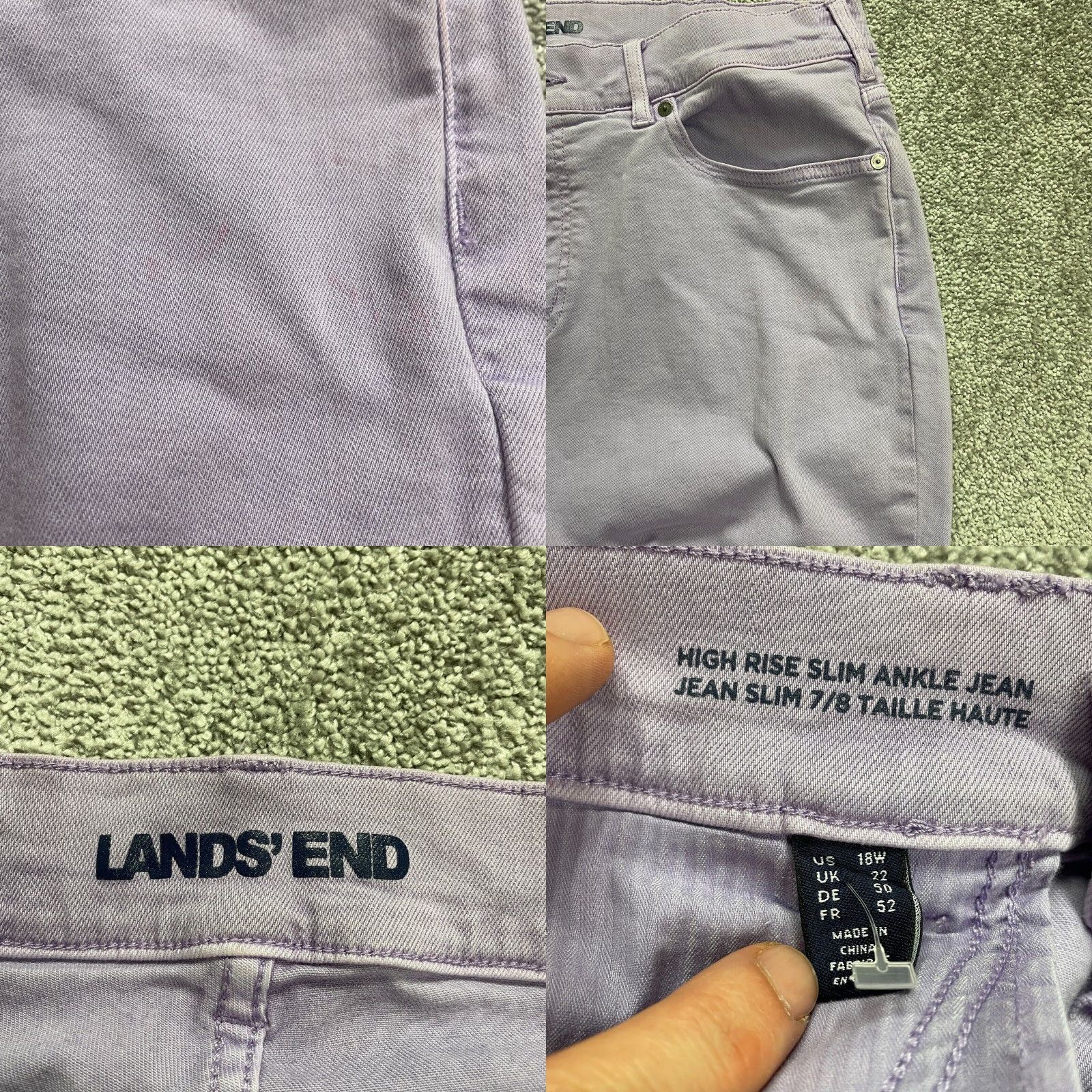 Lands' End Lands' End Jeans Women 18 Purple High Rise Slim Straight 26.5 Inseam 36 Waist 5-Pocket Denim Brand: Lands' End Jeans Women Size 40" / US 18 - 8 Thumbnail