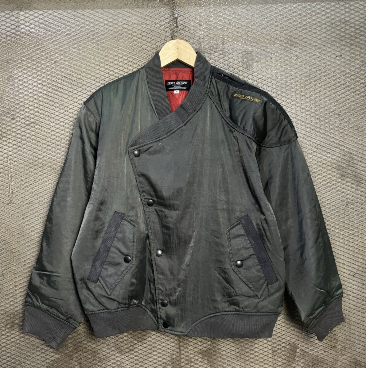 image of Issey Miyake Issey Skyline Design Studio Bomber Jacket in Grey, Men's (Size Medium)