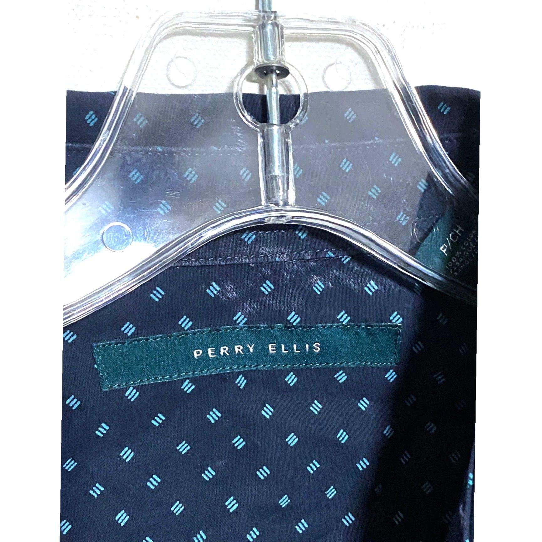 Perry Ellis Perry Ellis Blue Geometric Button-Up Shirt Mens S Preppy Office Coastal Navy/Cobalt Geometric Nautical Casual Workwear Size US S / EU 44-46 / 1 - 5 Thumbnail