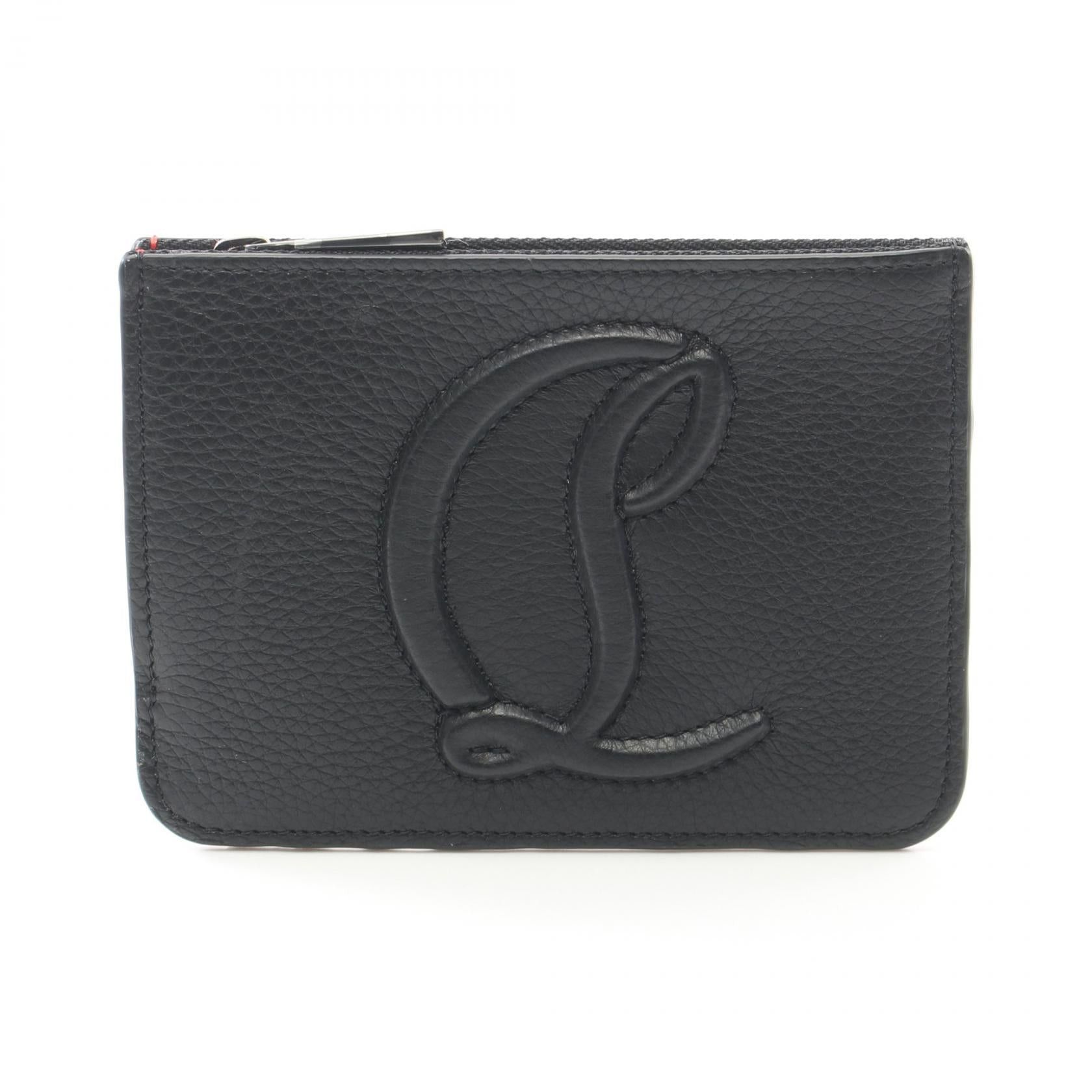 Christian Louboutin Christian Louboutin By My Side Coin Purse Leather Black Red Size ONE SIZE - 1 Thumbnail