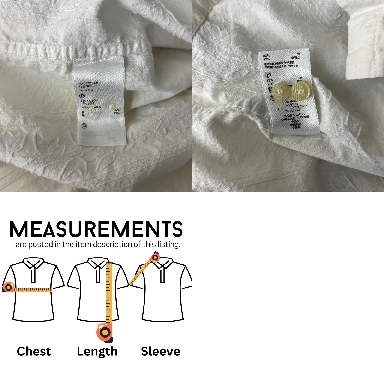 Tommy Bahama Tommy Bahama Shirt Short Sleeve Button-Up M White Pockets Hawaiian Textured Silky Cotton Casual Mens Size US M / EU 48-50 / 2 - 9 Thumbnail