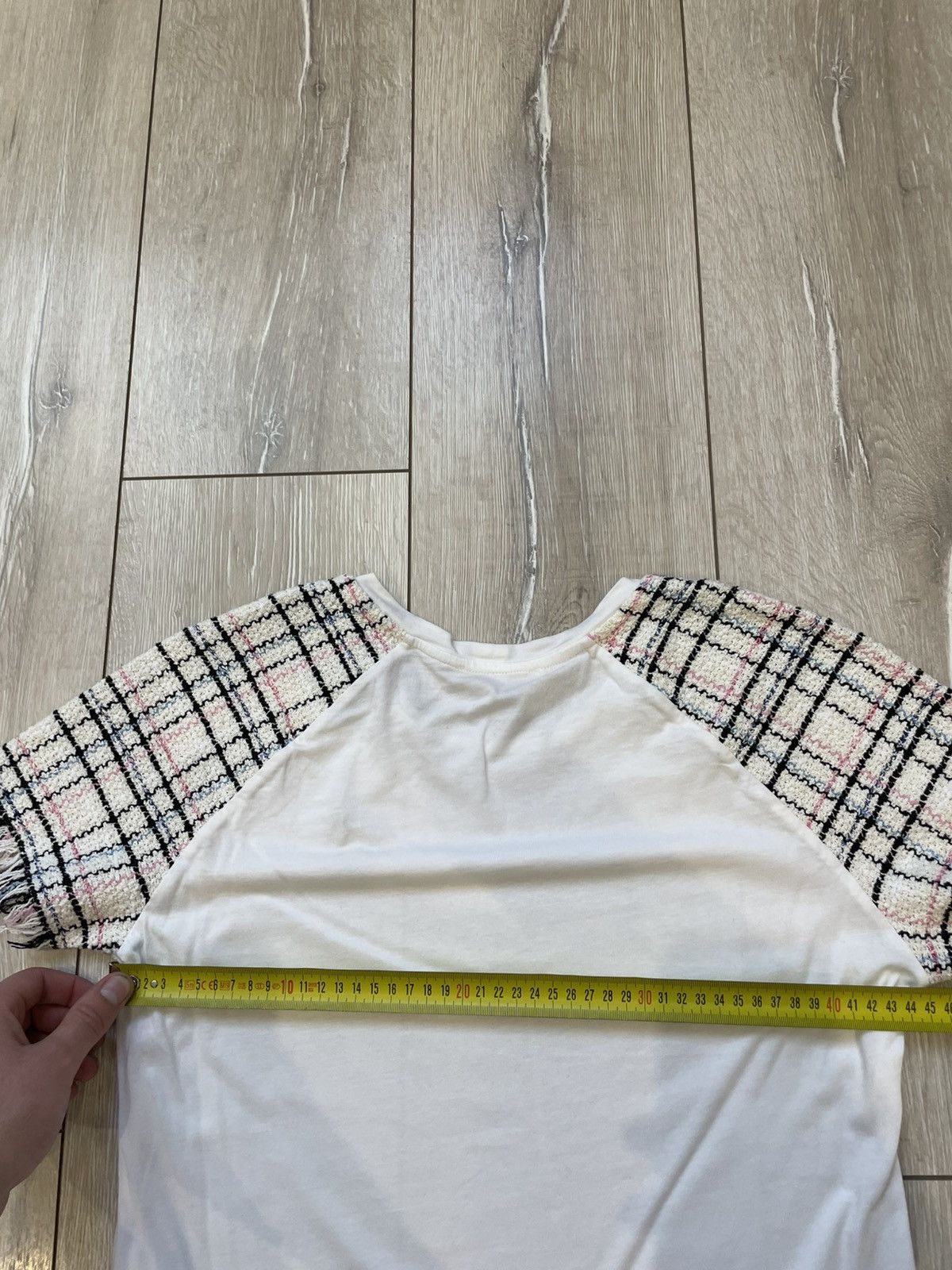 Maje Maje Paris Tweed-Sleeve Tee in Ecru MSRP$155 Parian Chic Size XS / US 0-2 / IT 36-38 - 15 Thumbnail