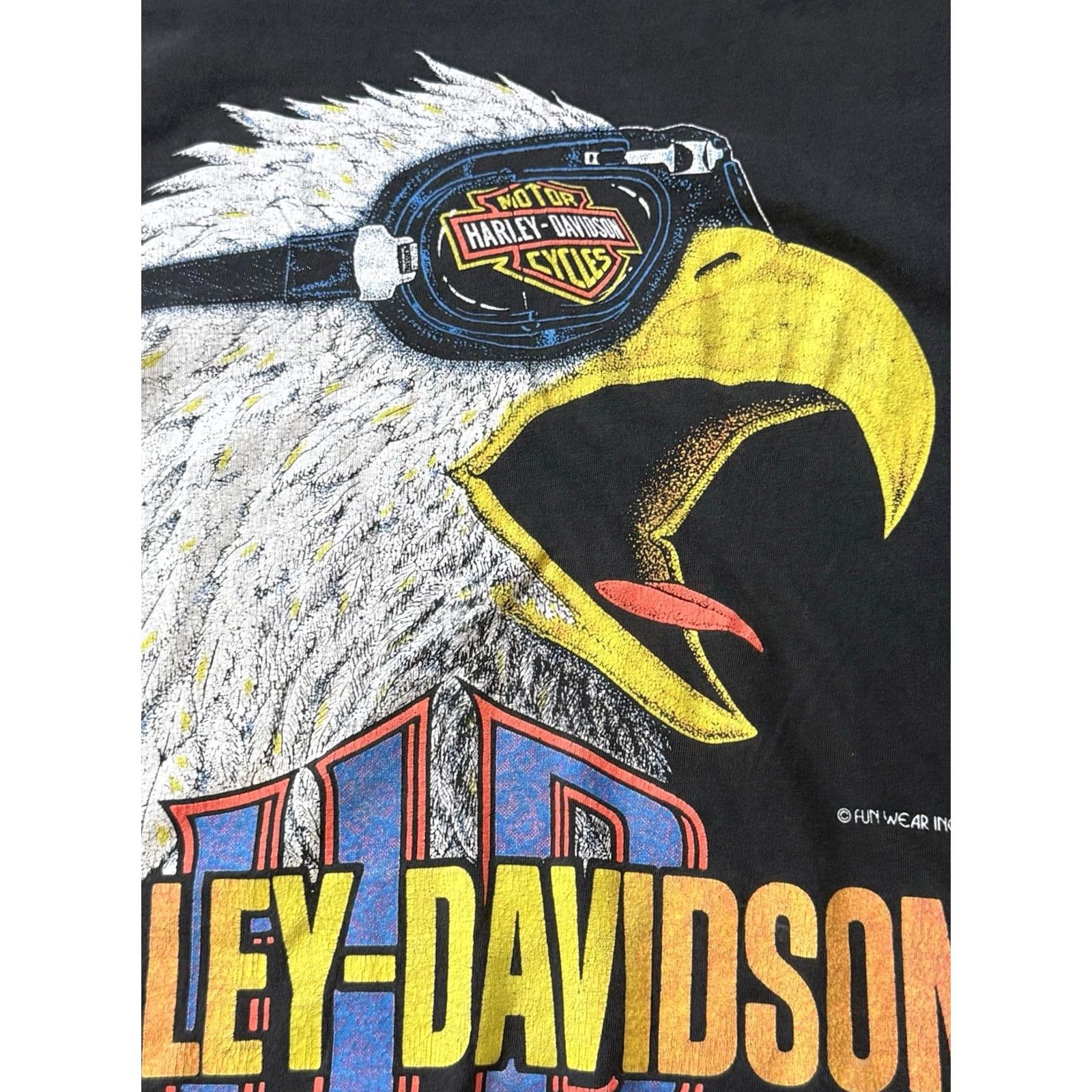Harley Davidson VINTAGE Harley-Davidson Rules ‘Screaming Eagle’ Cropped T-Shirt 3XL Black Crew Neck Short Sleeve Graphic Print Eagle Mens Biker 90s USA Rock Size US XXL / EU 58 / 5 - 3 Thumbnail