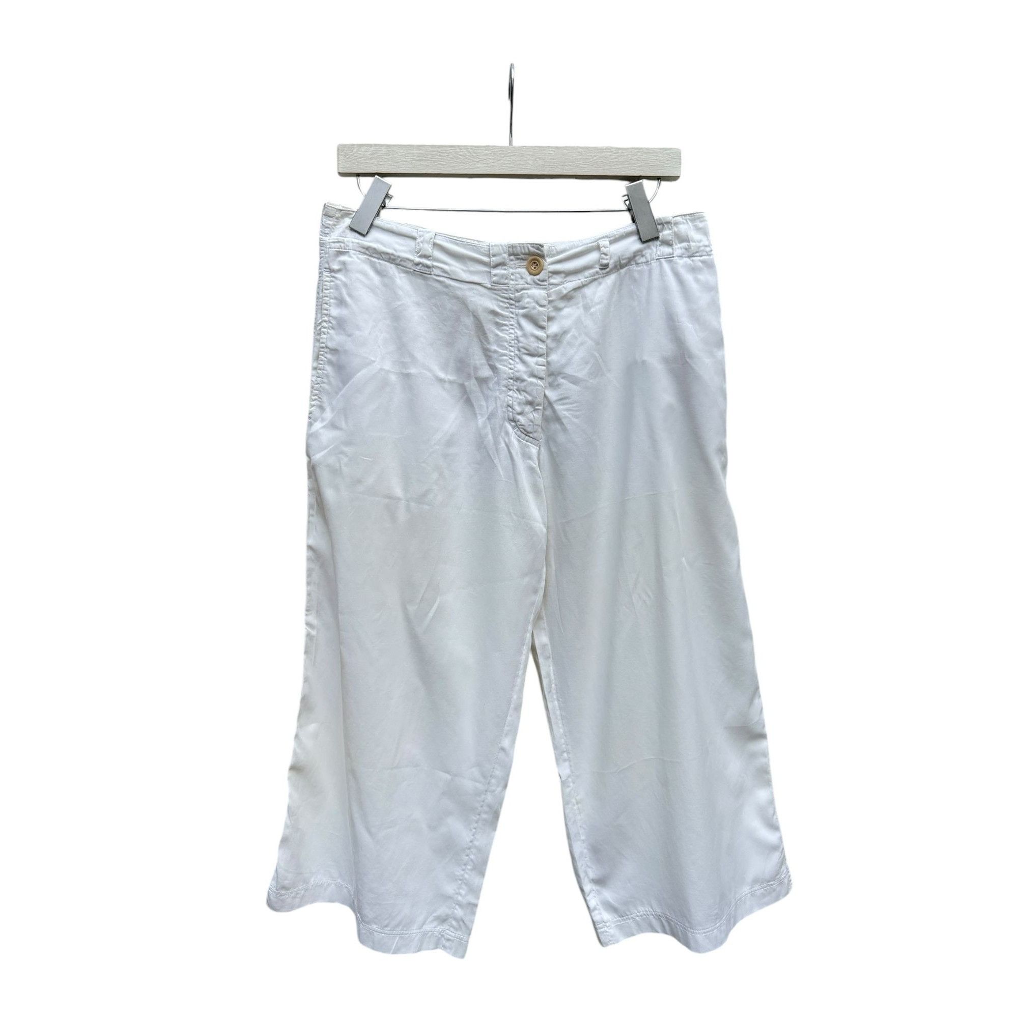 Dries Van Noten White Wide Cotton Pants Size 27" / US 4 / IT 40 - 1 Thumbnail