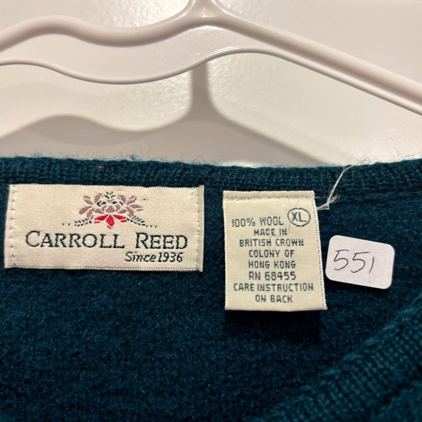 Vintage VINTAGE Carroll Reed Sweater Teal Boat Neck 100% Wool XL Hong Kong Made Womens Size XL / US 12-14 / IT 48-50 - 2 Thumbnail