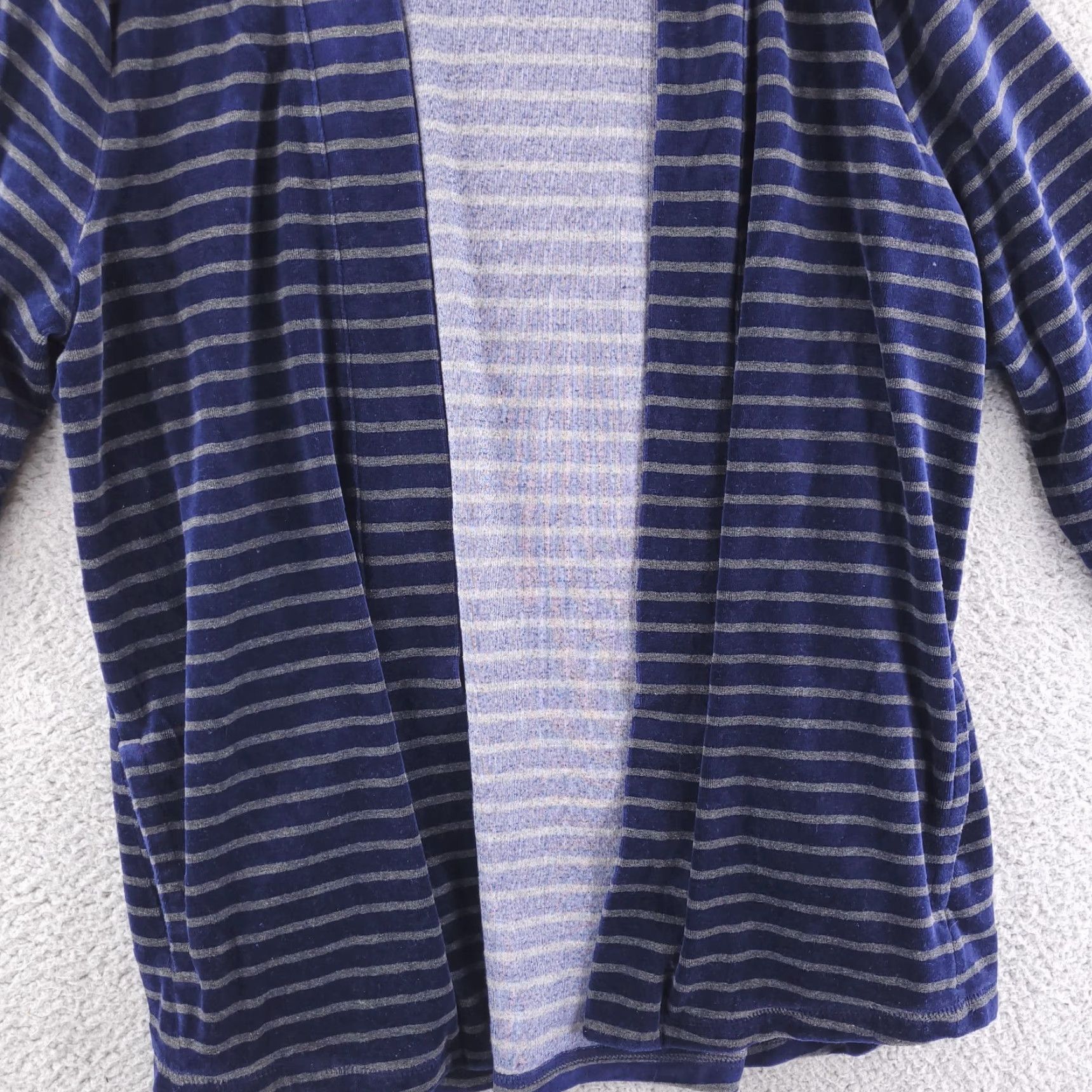 Talbots Talbots Cardigan Womens 1X Blue Striped Velour Open front Sweater Size XL / US 12-14 / IT 48-50 - 2 Thumbnail