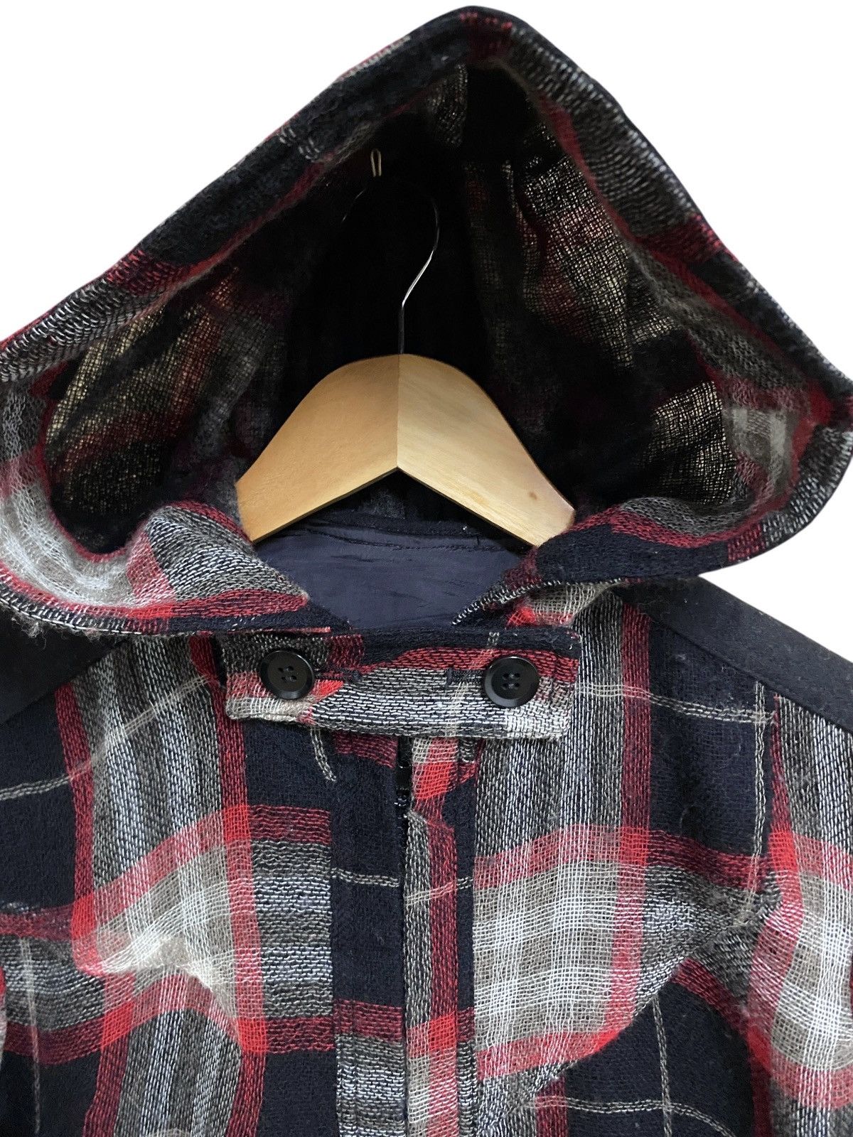 Yohji Yamamoto Rare Vintage Yohji Yamamoto Tartan Wool Parkas Hoodie 2000s Size US M / EU 48-50 / 2 - 4 Thumbnail