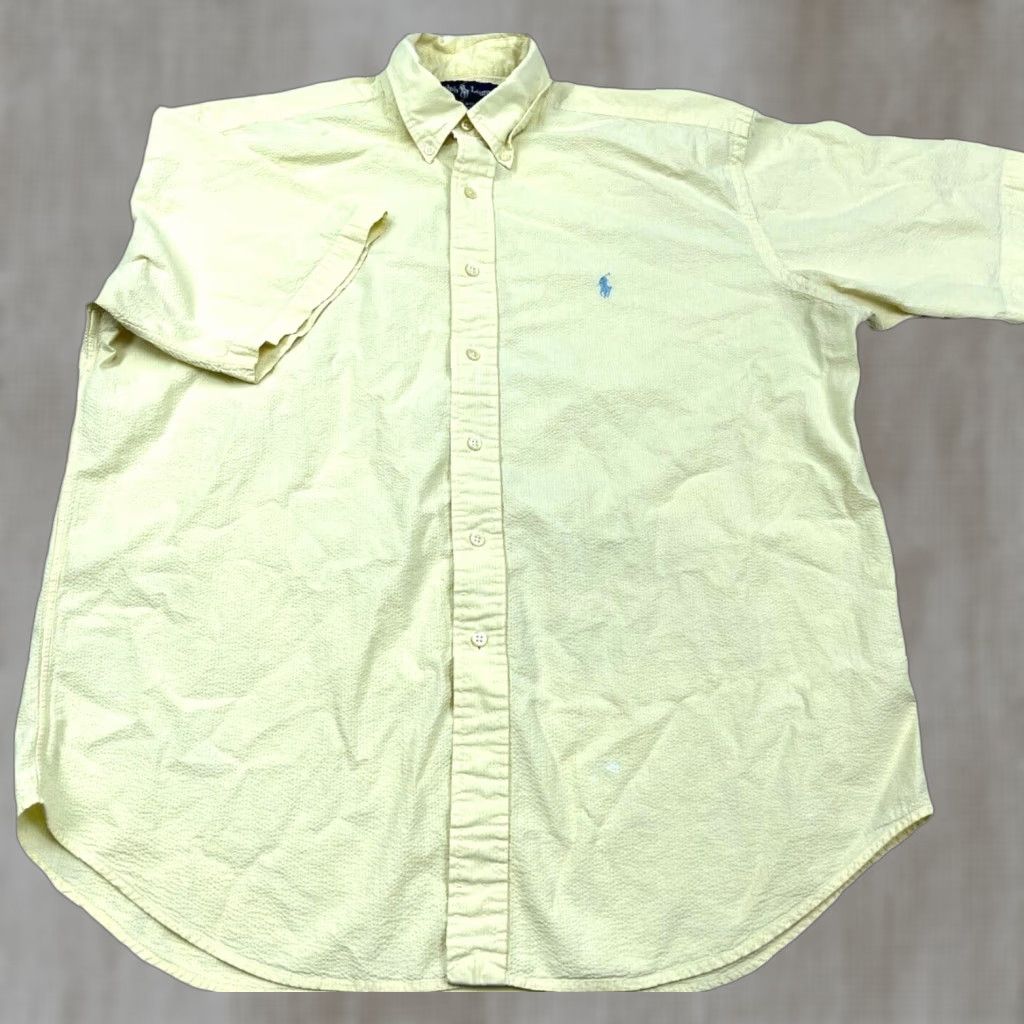 Ralph Lauren Ralph Lauren Shirt Men Large Yellow Seersucker Button Up Blake Classic Fit Pony Size US L / EU 52-54 / 3 - 1 Thumbnail
