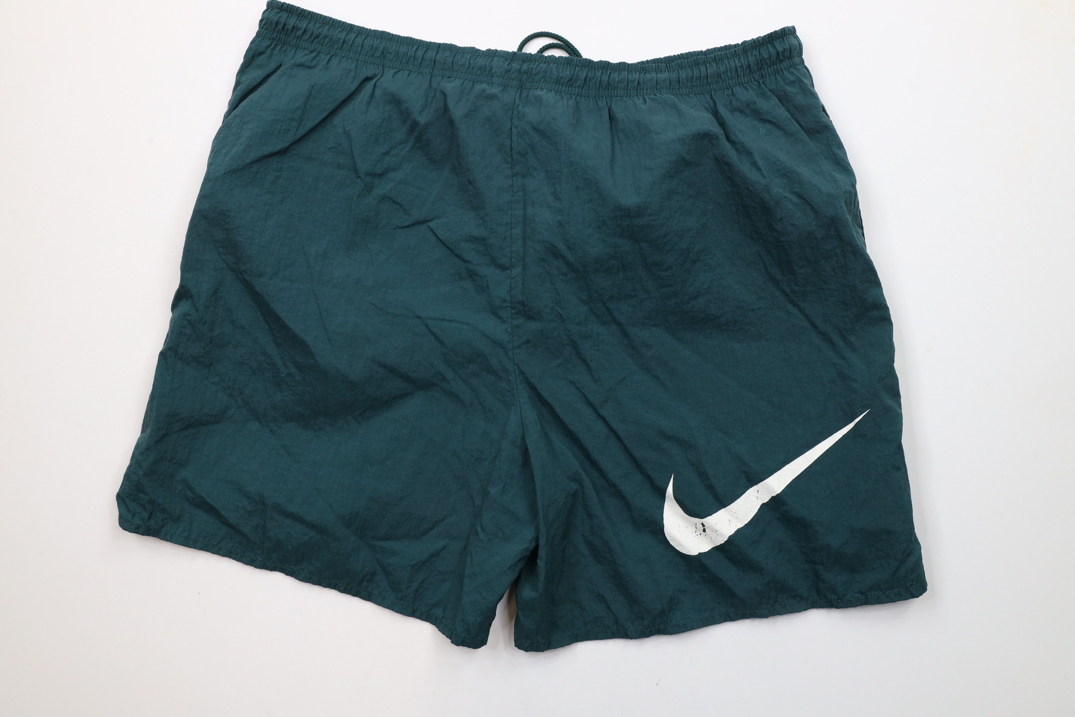 Nike × Vintage Vintage 90s Nike Scott Big Swoosh Logo Lined Shorts Green Size US 32 / EU 48 - 12 Thumbnail