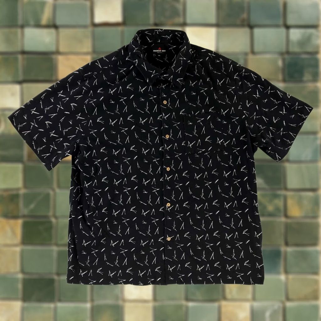 Vintage American Giant Shirt Button Up Patterned Black Short Sleeve Mens 2XL Size US XXL / EU 58 / 5 - 1 Thumbnail