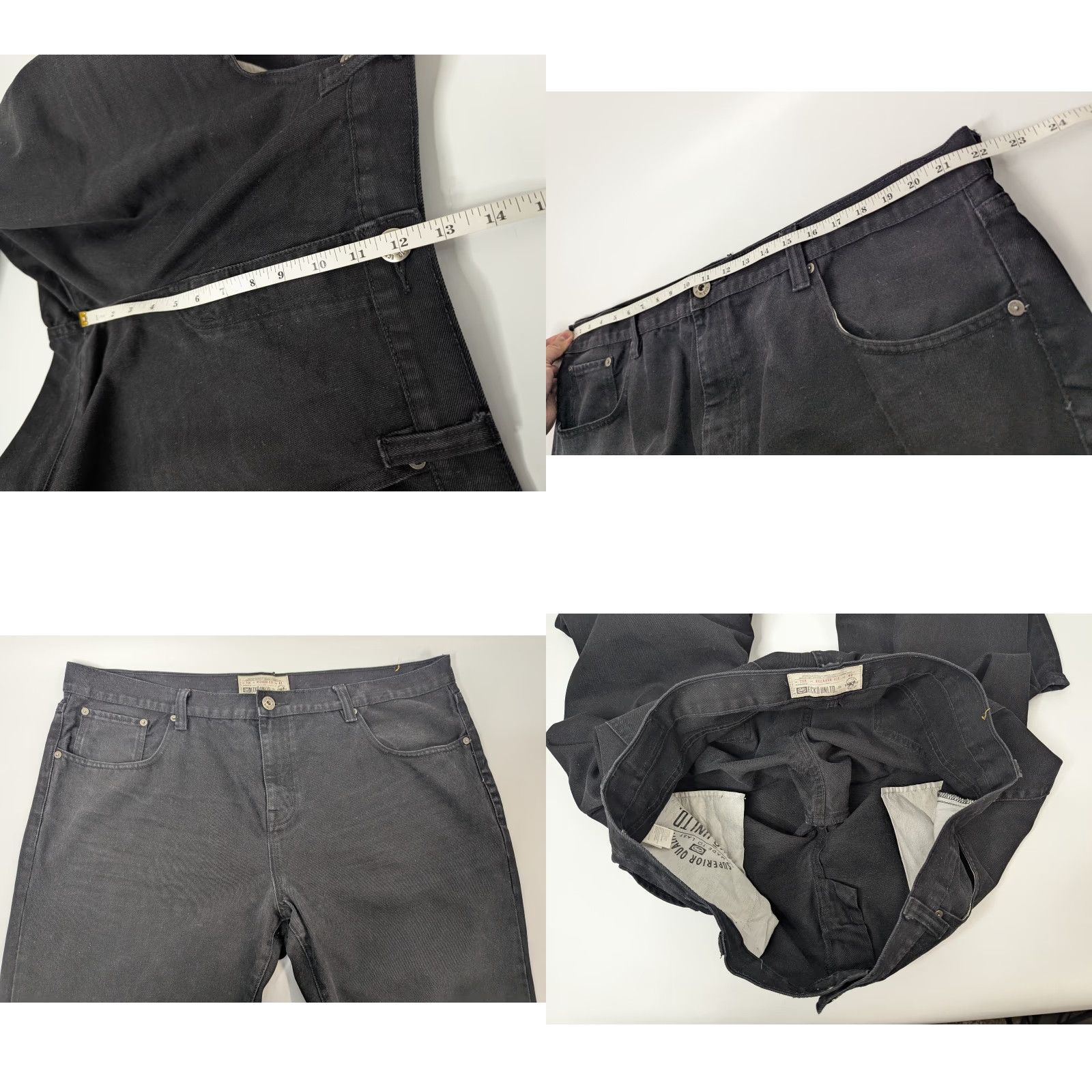 Ecko Unltd. Ecko Unltd. Jeans Baggy Relaxed Fit Mens 42 Black Denim Streetwear Y2K Distress 90s Grunge Hip Hop Bootcut Motion: Black Jeans from Cotton Denim? Size US 42 / EU 58 - 8 Thumbnail