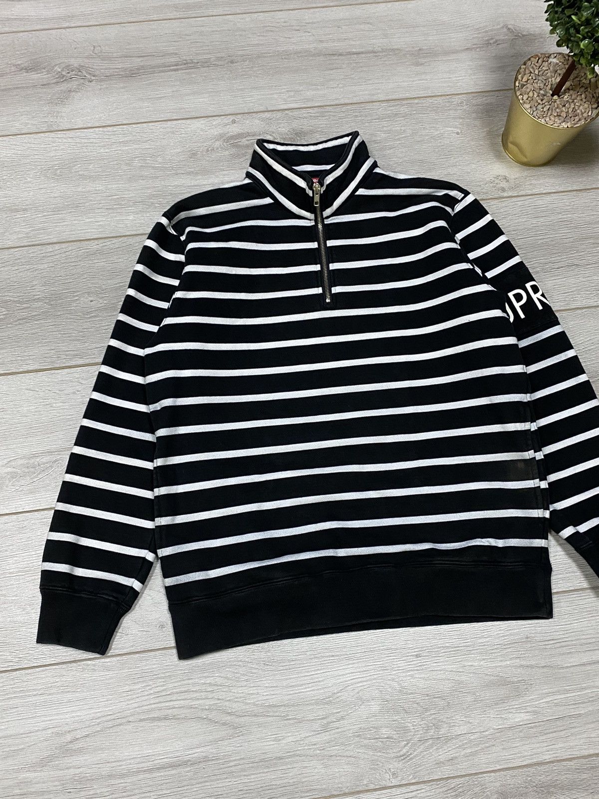 Supreme Sleeve Stripe Zip Up Sweater (SS23) - $188