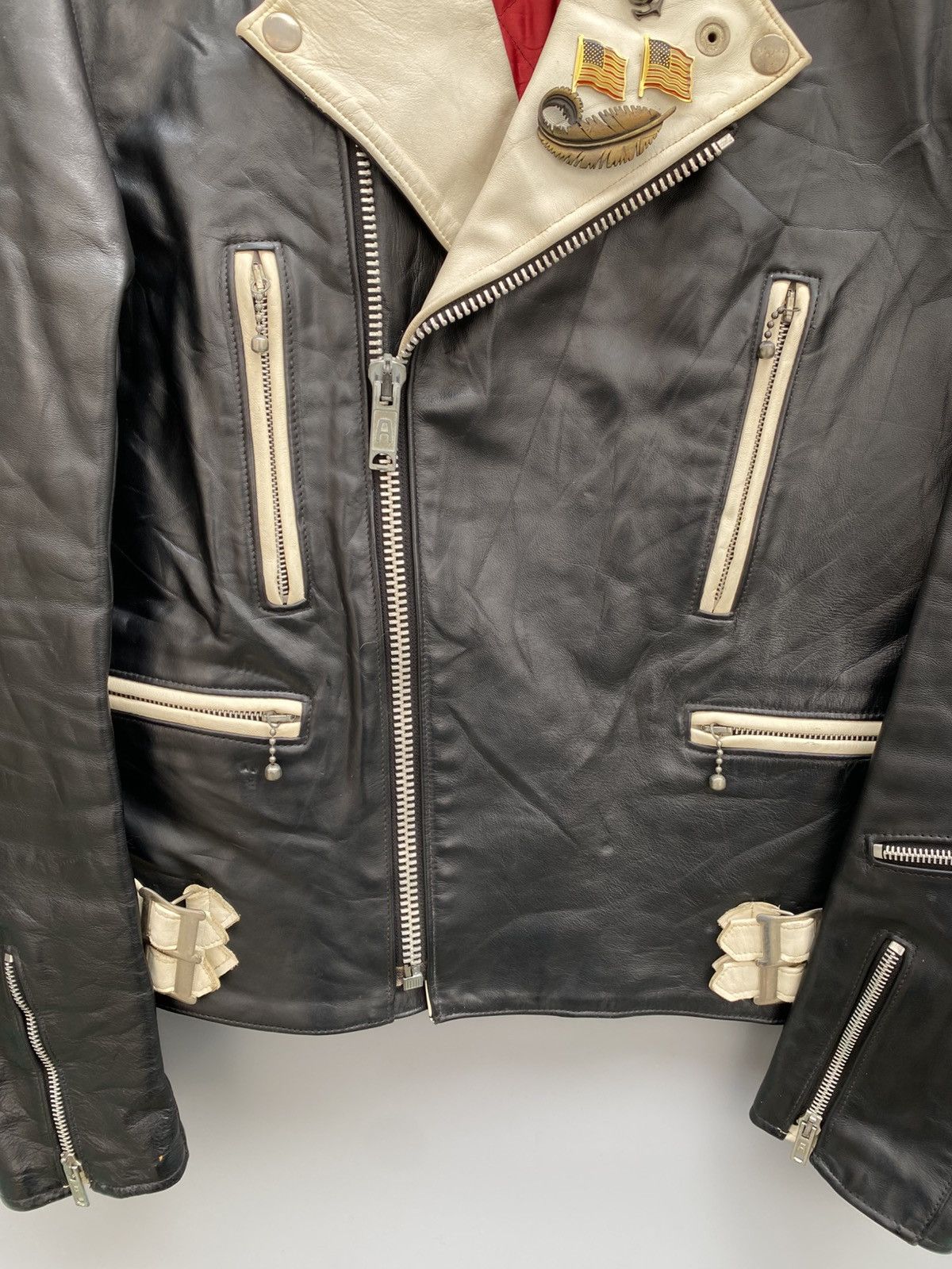 Vintage Triple 6- 666- Double Rider Leather Jacket Size US S / EU 44-46 / 1 - 6 Thumbnail