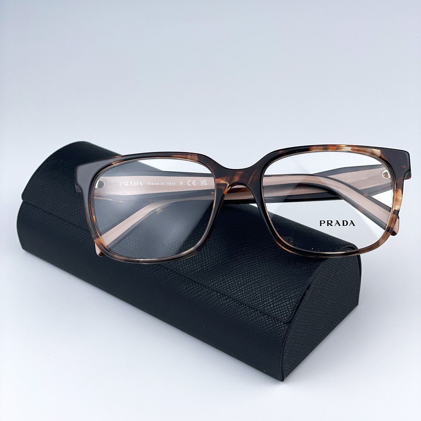 image of New Prada Pr17Zv 07R1O1 Square Women Eyeglasses in Havana Caramel/Demo