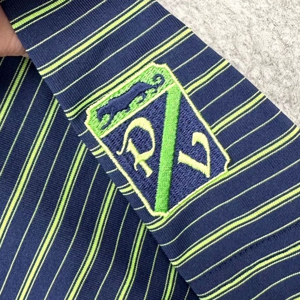 Vintage Donald Ross Polo Shirt Adult Large Navy Green Striped Golf Rugby Mens Size US L / EU 52-54 / 3 - 7 Thumbnail