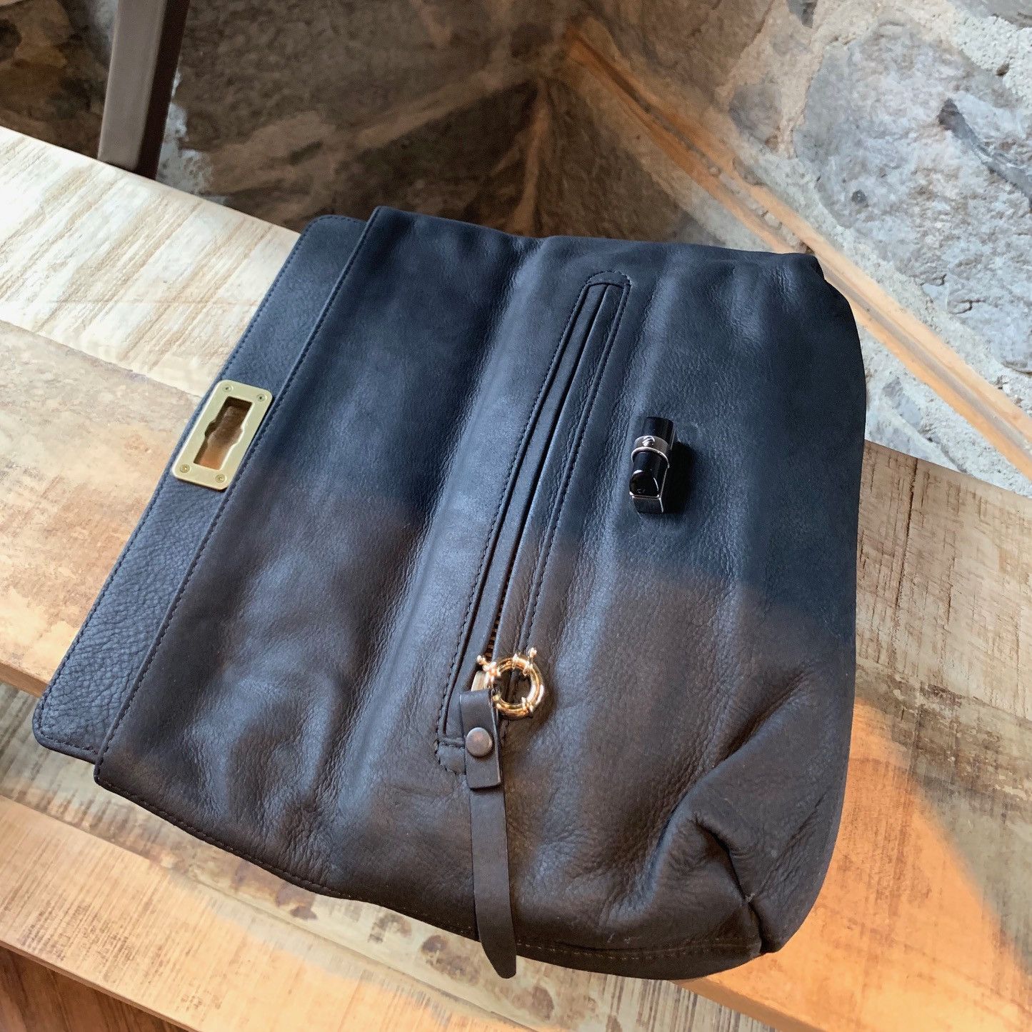 Lanvin Lanvin Black Leather Happy Envelope Clutch Size ONE SIZE - 6 Thumbnail