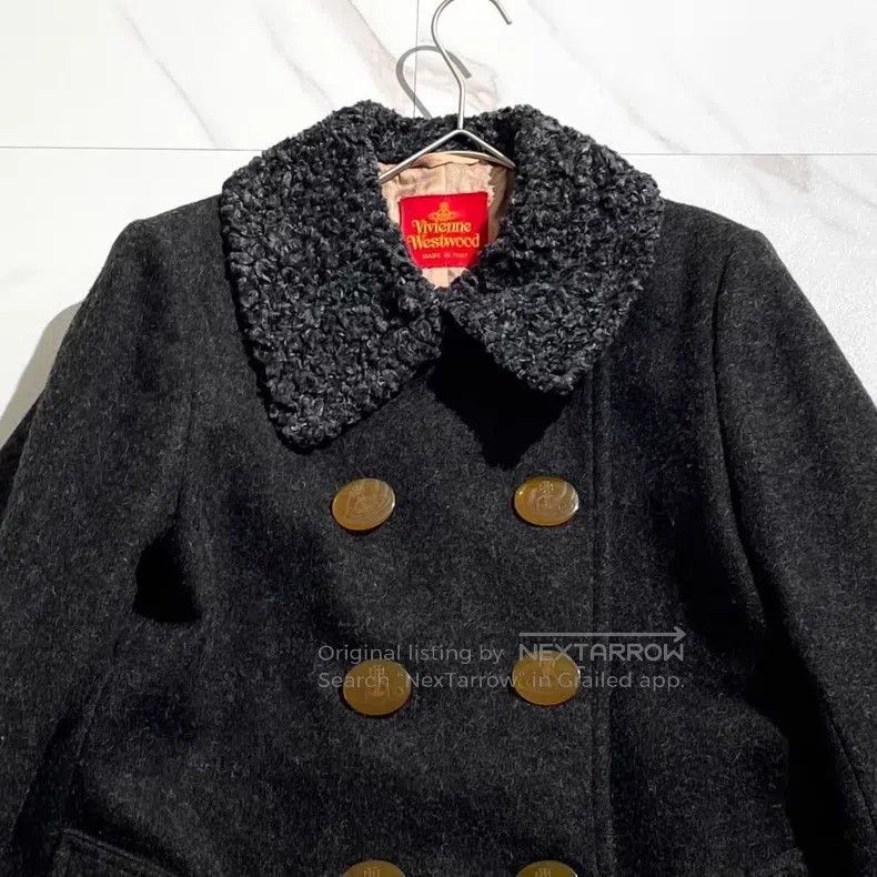 Vivienne Westwood Vivienne Westwood Rare long lamb fur collar woolen coat Size S / US 4 / IT 40 - 2 Thumbnail
