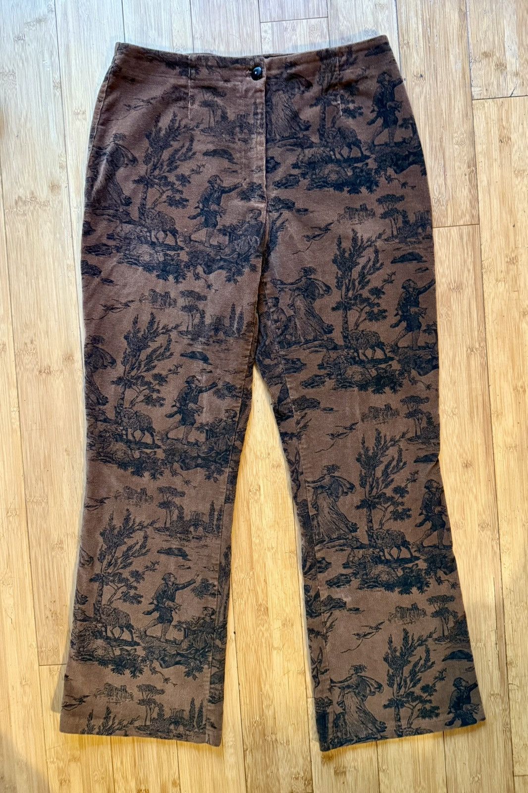 Vintage All Over Print Corduroy Brown Similar to Comme des garcons Size 30" / US 8 / IT 44 - 1 Thumbnail