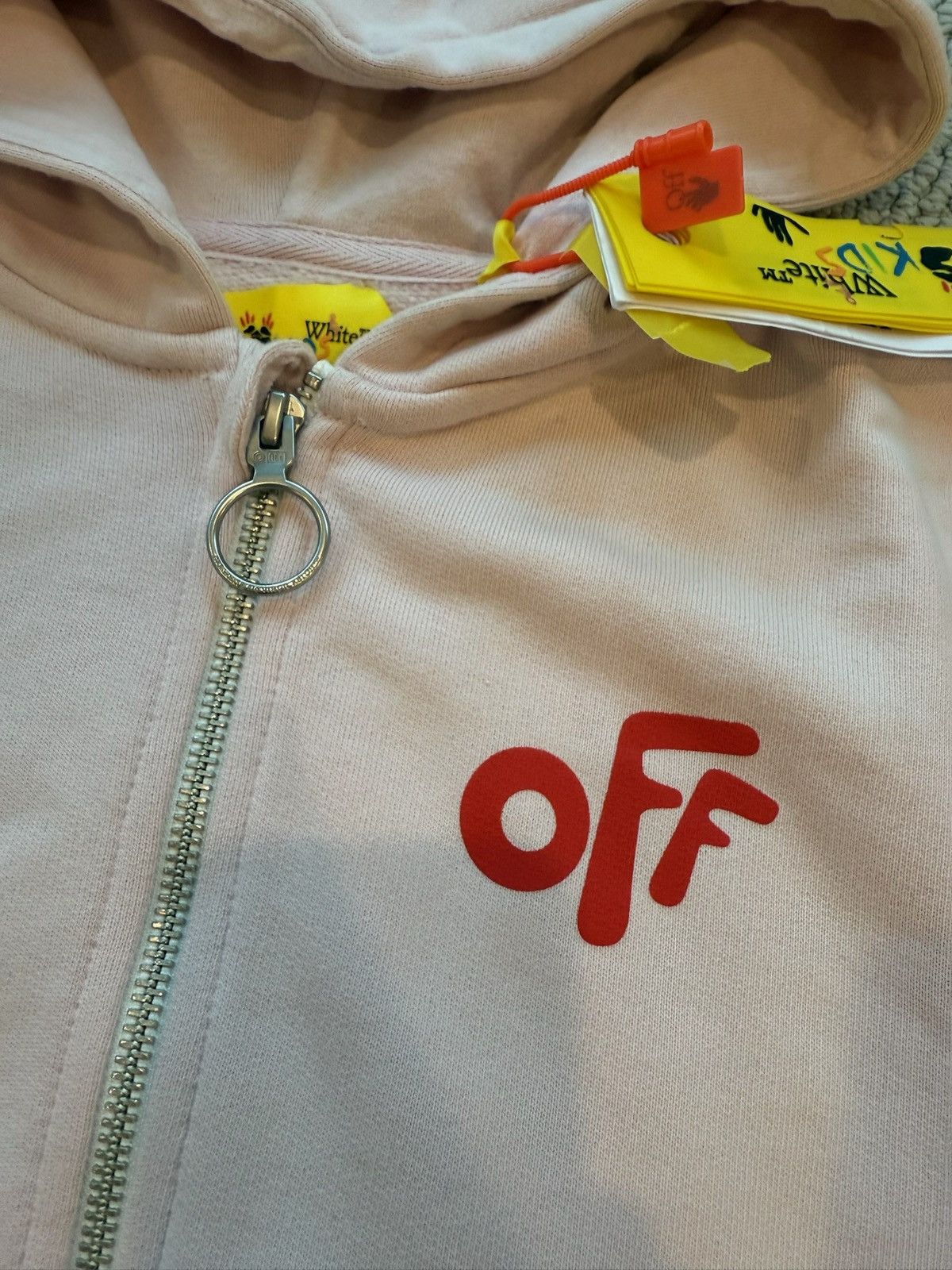 Off-White × Virgil Abloh Off-White Kids Diag Zip-up Hoodie Pink size 4 Kids Size S / US 4 / IT 40 - 2 Thumbnail