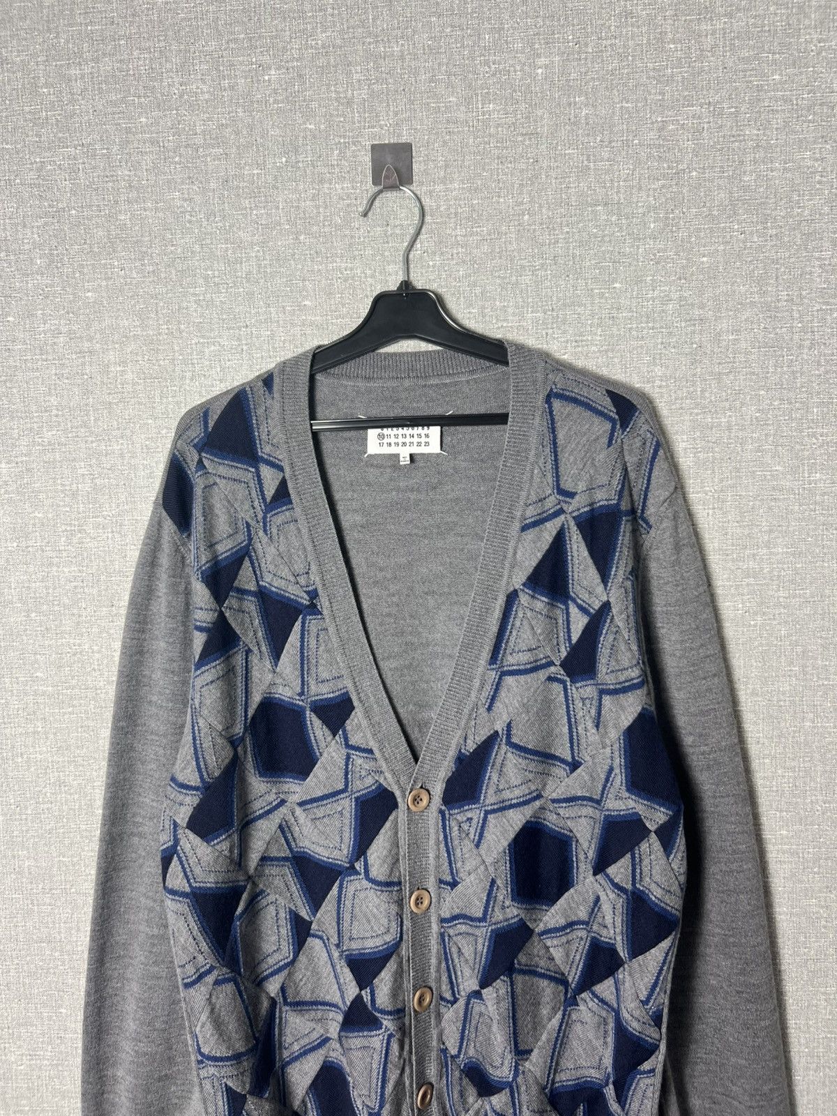 Maison Margiela Maison Margiela Geometric Pattern Wool Cardigan Mens Sweater Size US XL / EU 56 / 4 - 2 Thumbnail