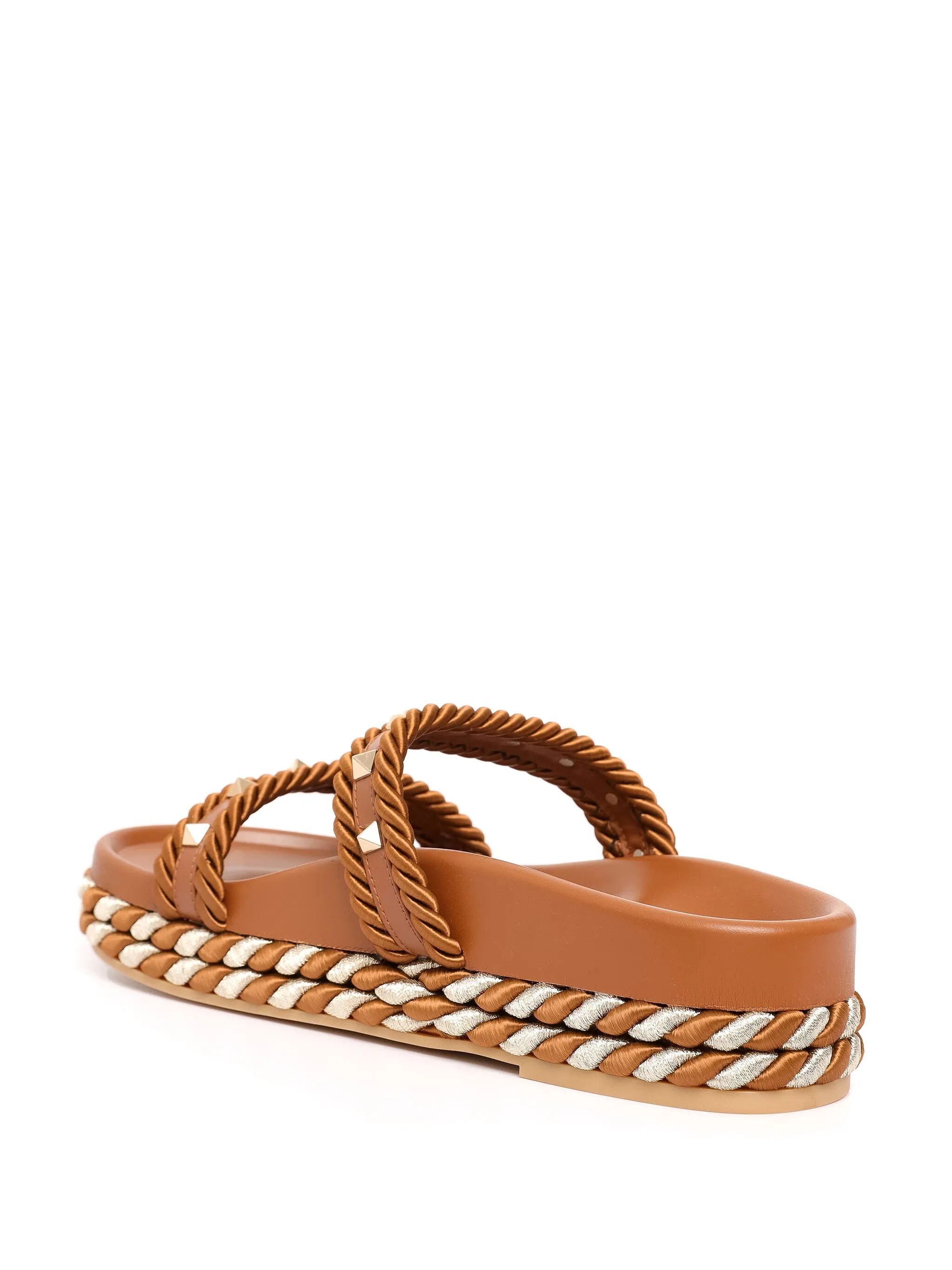 Valentino os11x0126 Rockstud Slides in Brown Size US 10 / IT 40 - 3 Thumbnail
