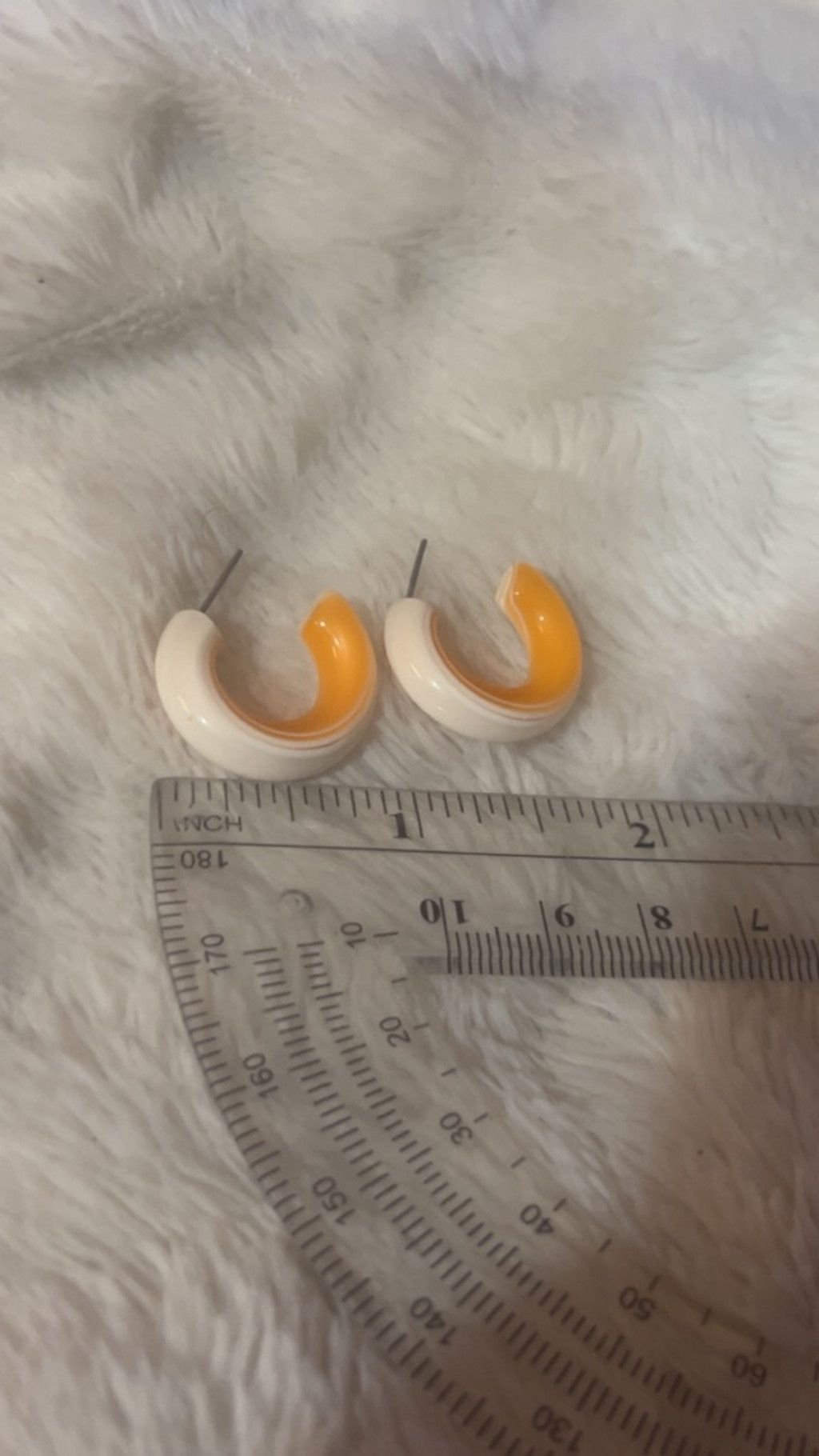 The Unbranded Brand Women's Unbranded Orange White Hoop Earrings One Size Size ONE SIZE - 4 Thumbnail