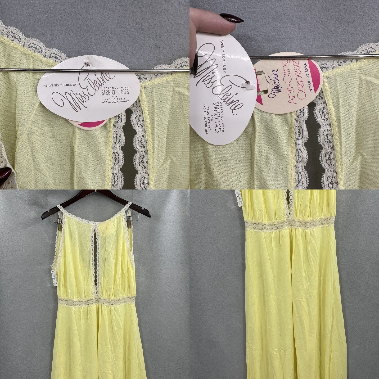 Vintage VINTAGE Miss Elaine Nightgown Women Large Nylon Yellow 1960s Glamour Sleepwear US Size L Women's Size ONE SIZE - 8 Thumbnail