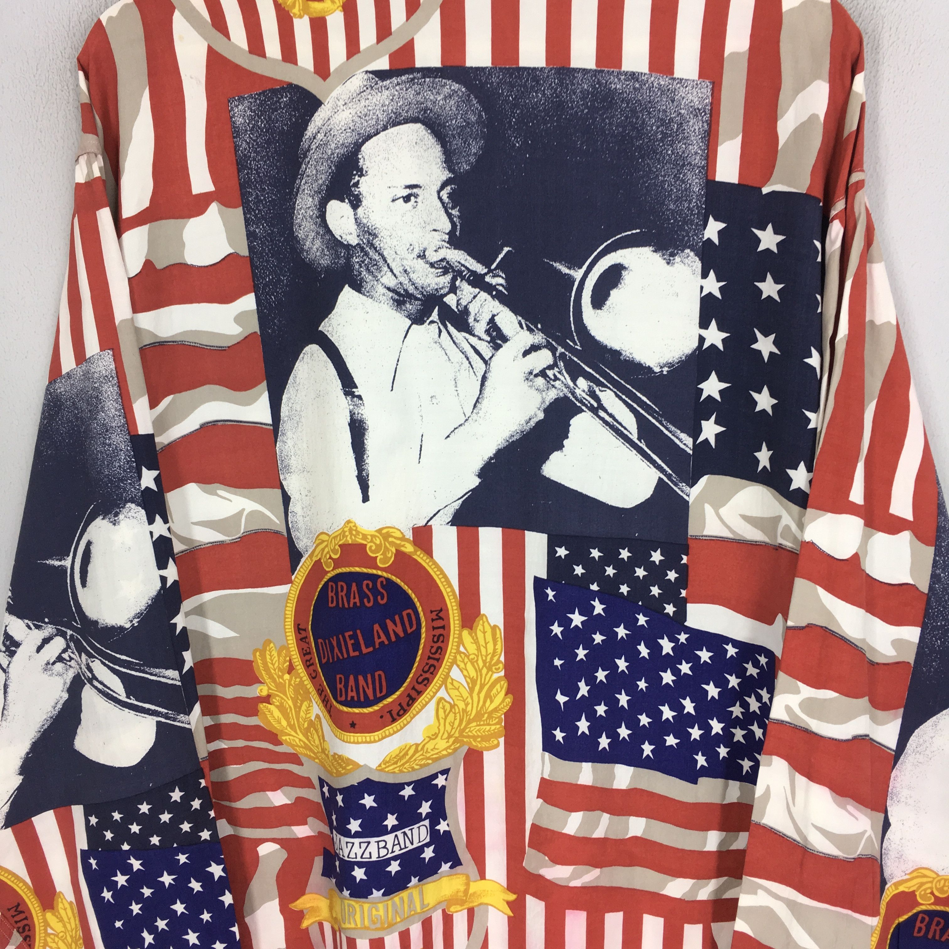 Band Tees Vintage 90s Ambrozzio Brass Dixieland Band Jazz Rayon Shirts Size US L / EU 52-54 / 3 - 10 Thumbnail