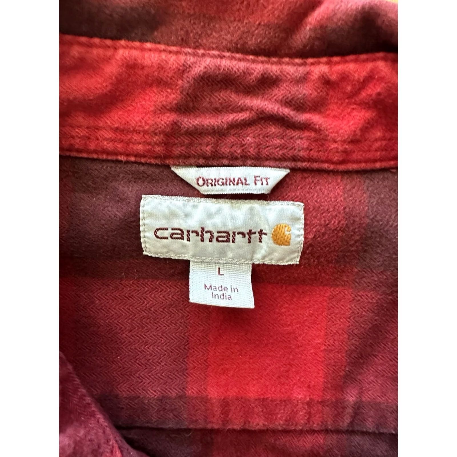 Carhartt Carhartt Mens Loose Fit Long Sleeve Button Up Heavy Cotton Flannel Shirt L Red Plaid Shirt Mens Clothing Size US L / EU 52-54 / 3 - 3 Thumbnail