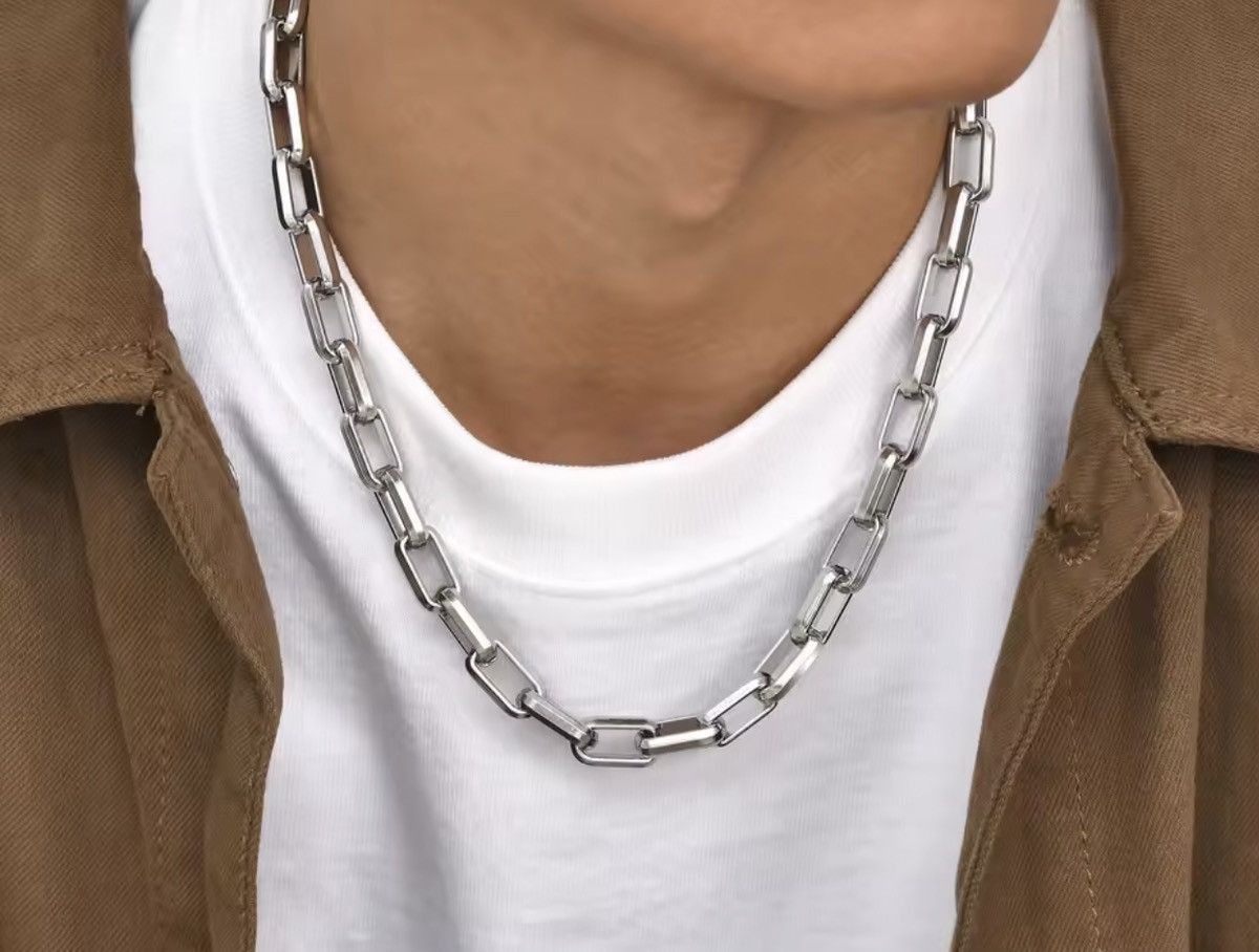 Jewelry Heavyweight Industrial Box Link Chain Necklace - 55 cm Size ONE SIZE - 10 Thumbnail