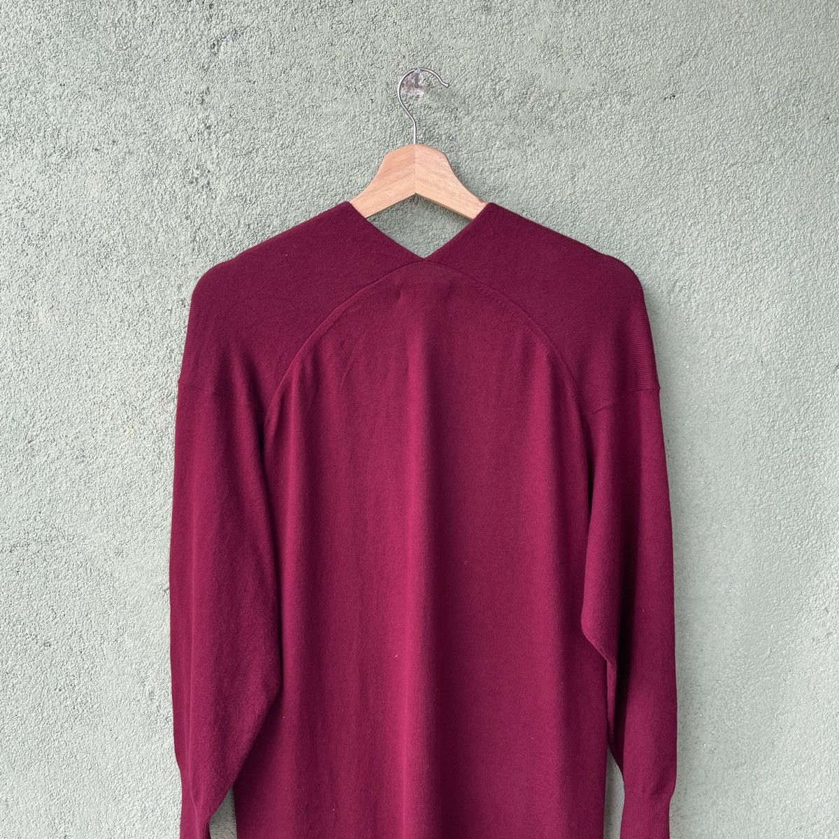 Aran Isles Knitwear × Global Work × Japanese Brand Vintage Global Work Japanese Maroon Long Cardigan Knitwear Size US M / EU 48-50 / 2 - 8 Thumbnail