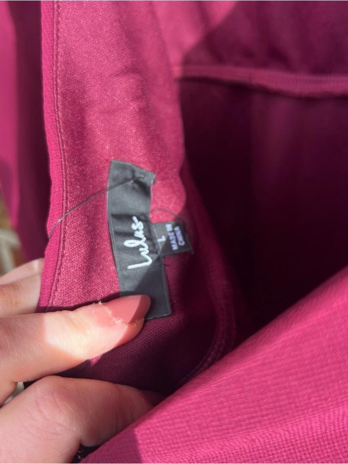 Lulus Lulu’s Dark Burgundy High Neck Open Balloon Sleeve Dress Size M / US 6-8 / IT 42-44 - 6 Thumbnail