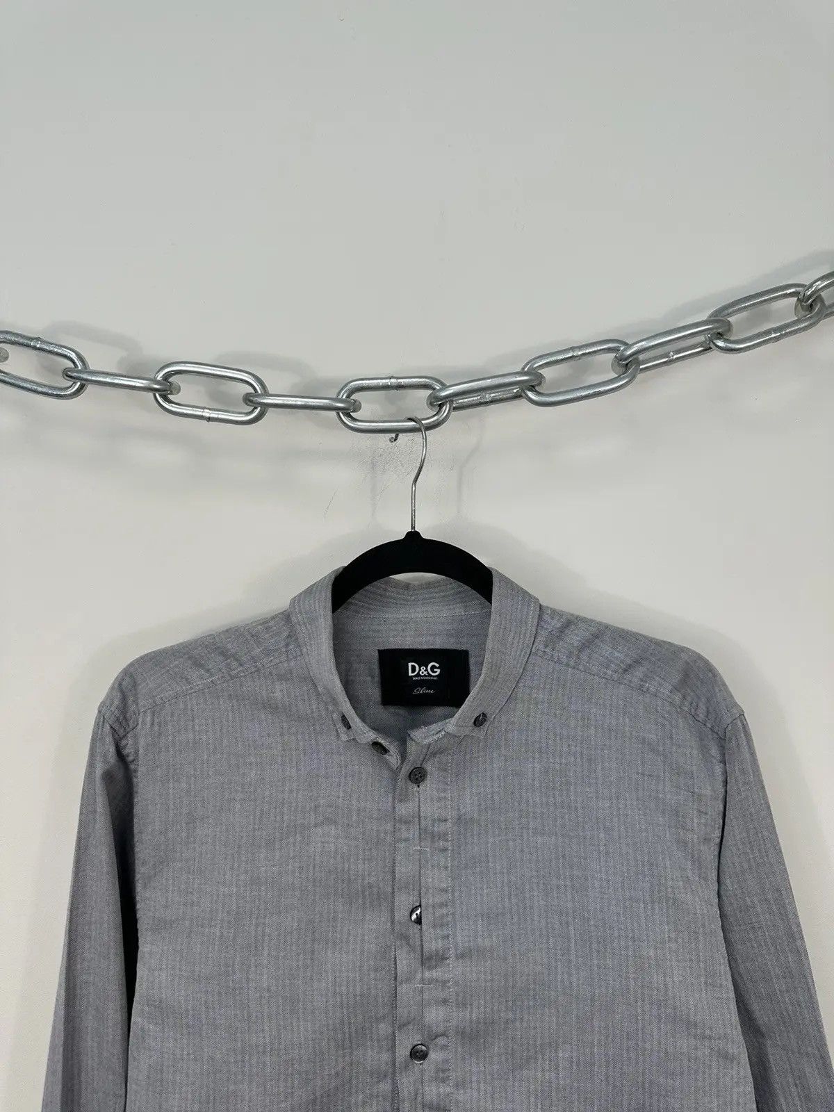 Dolce & Gabbana × Vintage Dolce & Gabbana Men's Slim Fit Gray Luxury Button Up Shirt Size US M / EU 48-50 / 2 - 2 Thumbnail