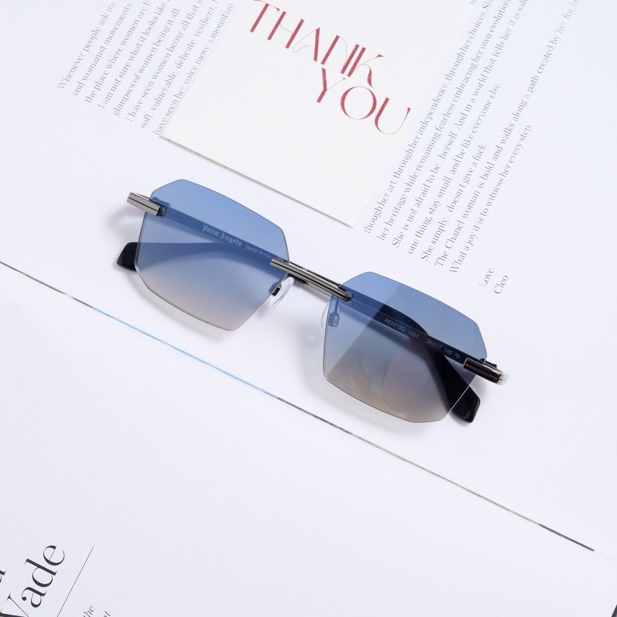 Palm Angels PALM ANGELS QUARTZ GUNMETAL BLUE GRADIENT SUNGLASSES Size ONE SIZE - 5 Thumbnail