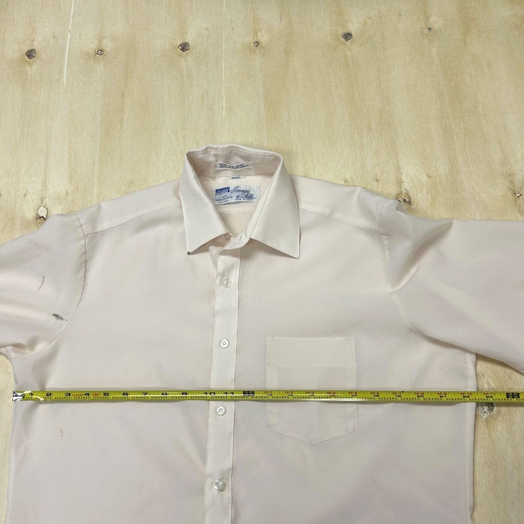 Vintage VINTAGE Montgomery Ward Dress Shirt Mens 16 32/33 White Image Of Silk 70s Size 42R - 5 Thumbnail