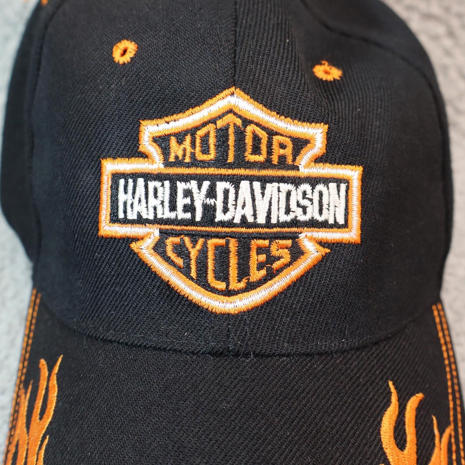 Other Vtg Harley Davidson Baseball Cap OSFM Black Orange Flames Size ONE SIZE - 1 Thumbnail