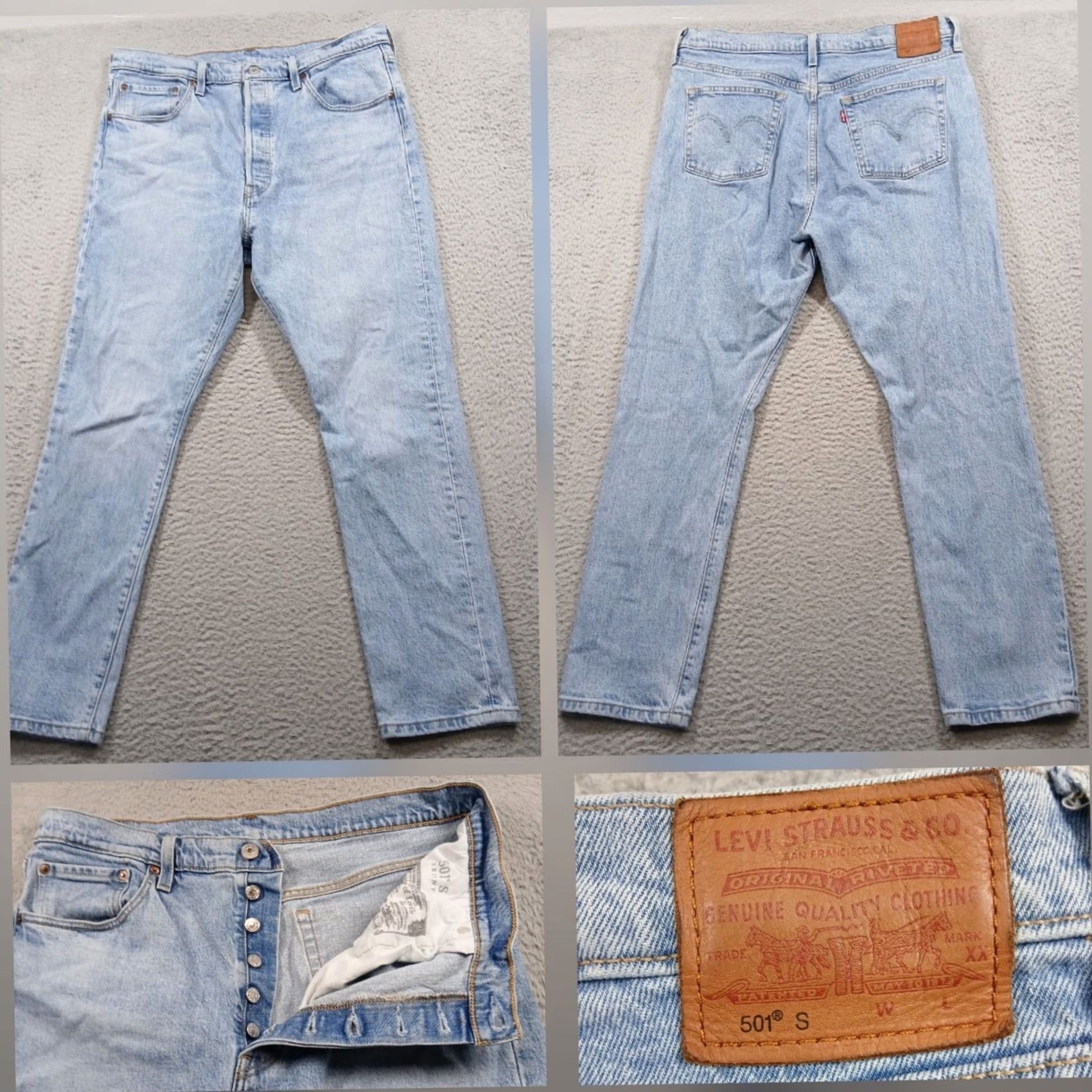 Levi's VINTAGE? No. Levi's 501 S Skinny Jeans Button Fly Light Wash Women W33 L28 EUC Size 24" / US 00 / IT 34 - 2 Thumbnail