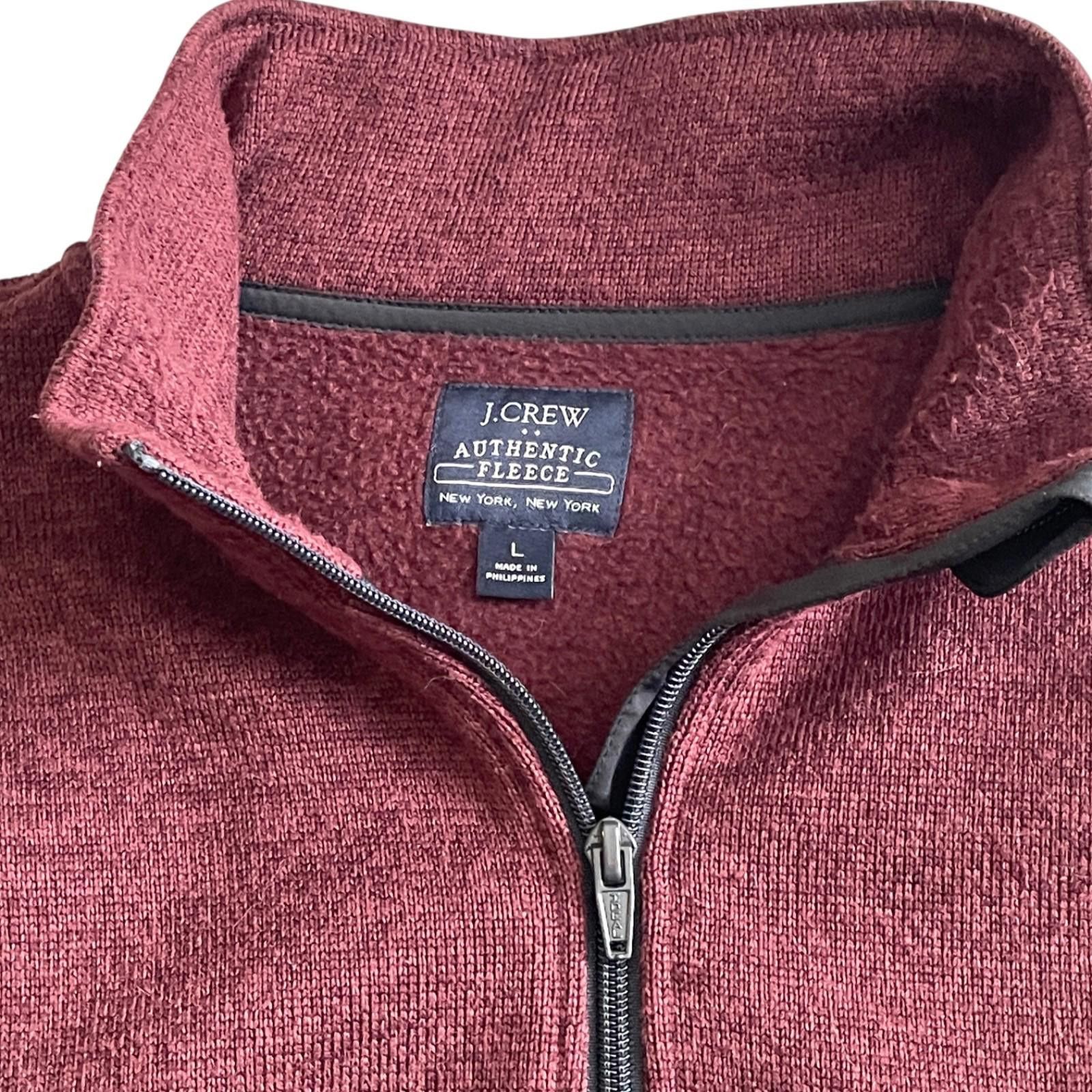 J.Crew J.Crew Fleece Half Zip Pullover Mens Large Maroon Sweater Size US L / EU 52-54 / 3 - 4 Thumbnail
