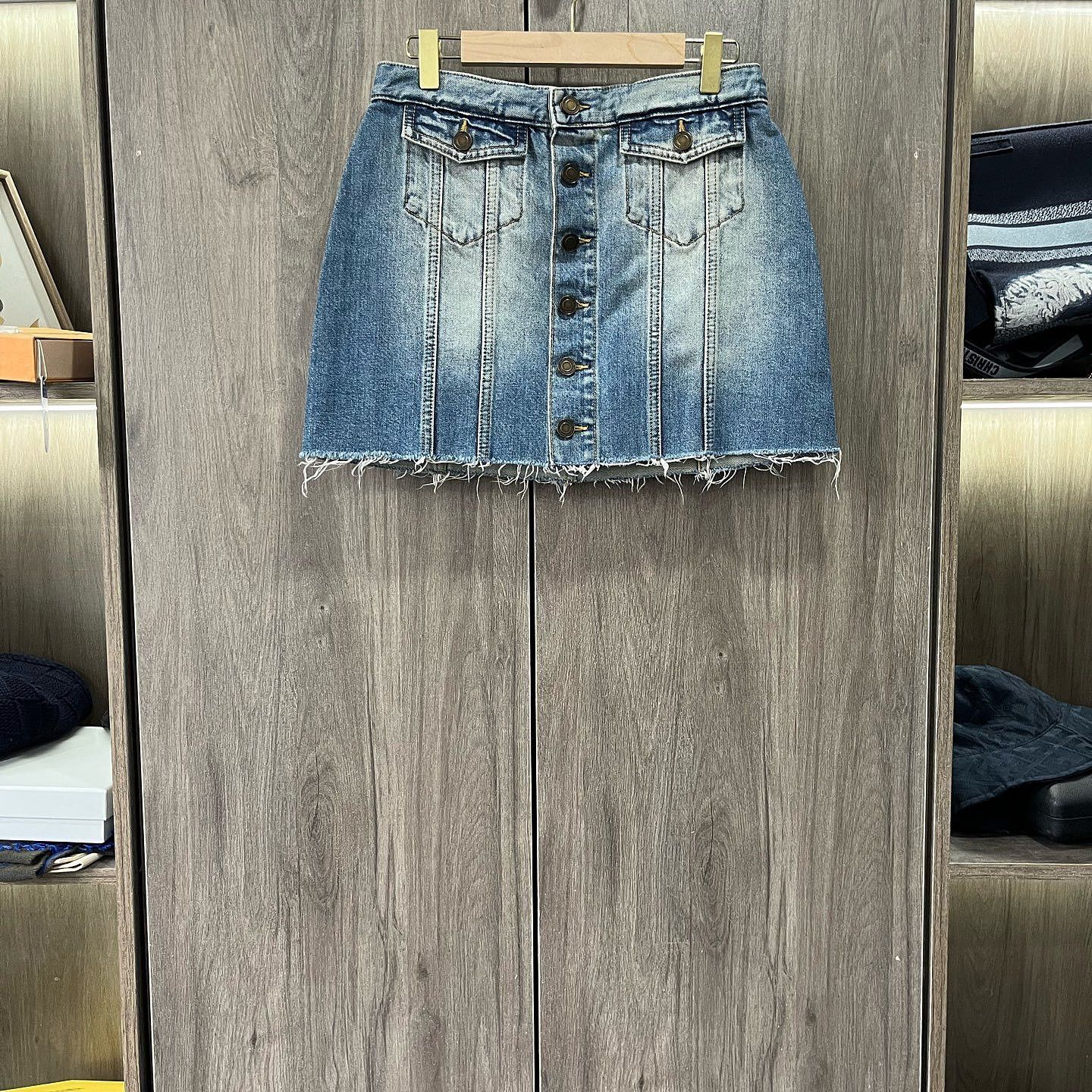 Saint Laurent Paris Saint Laurent Button Front Mini Skirt Size 27 Size 27" / US 4 / IT 40 - 1 Thumbnail