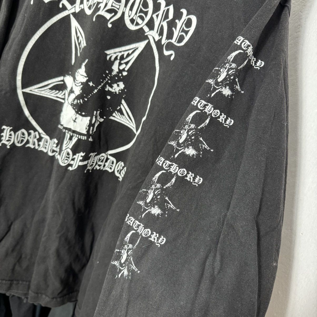 Band Tees × Vintage Vintage Bathory Washed Distressed Longsleeve black metal 666 Size US XL / EU 56 / 4 - 6 Thumbnail