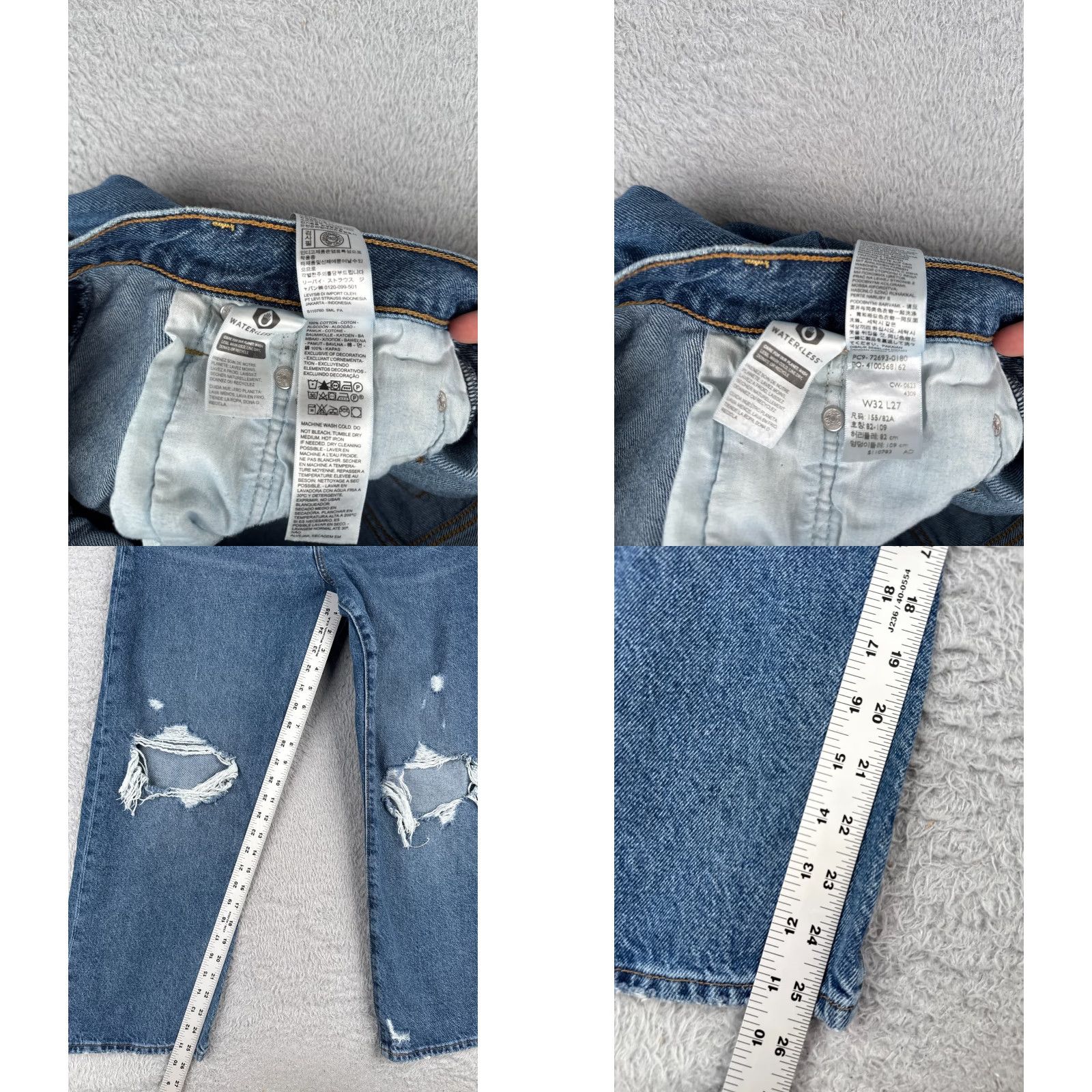 Levi's Levi's Premium Jeans Women 32 Blue Distressed Big E Ribcage Straight Ankle 32x27 Jeans Womens Blue Distressed 90s Retro Pant Levi's Size 24" / US 00 / IT 34 - 8 Thumbnail