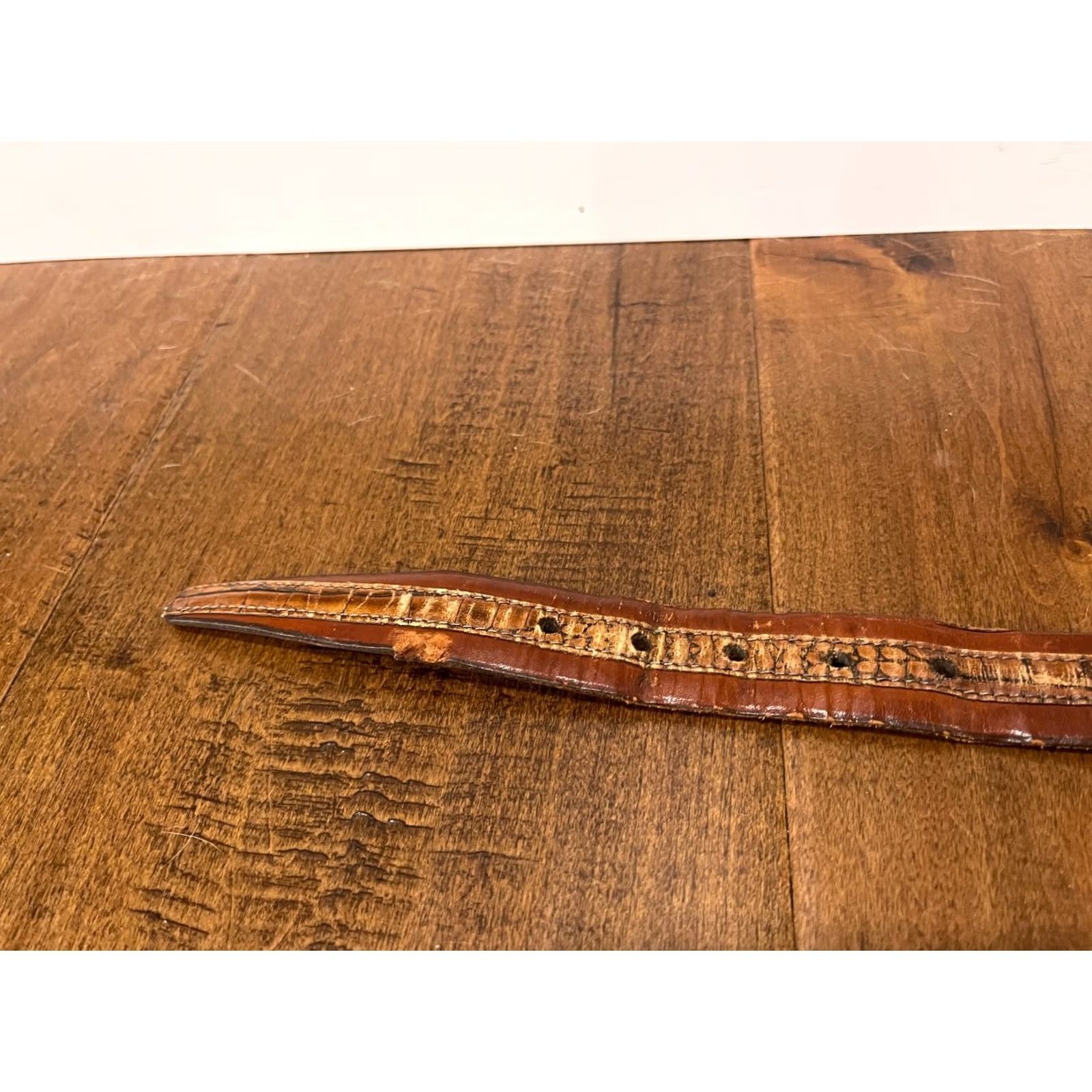 Vintage Paul Fredrick Belt Brown Leather Aniline Kipskin Shoulders Made in USA Mens 36 Snake Size 36 - 6 Thumbnail