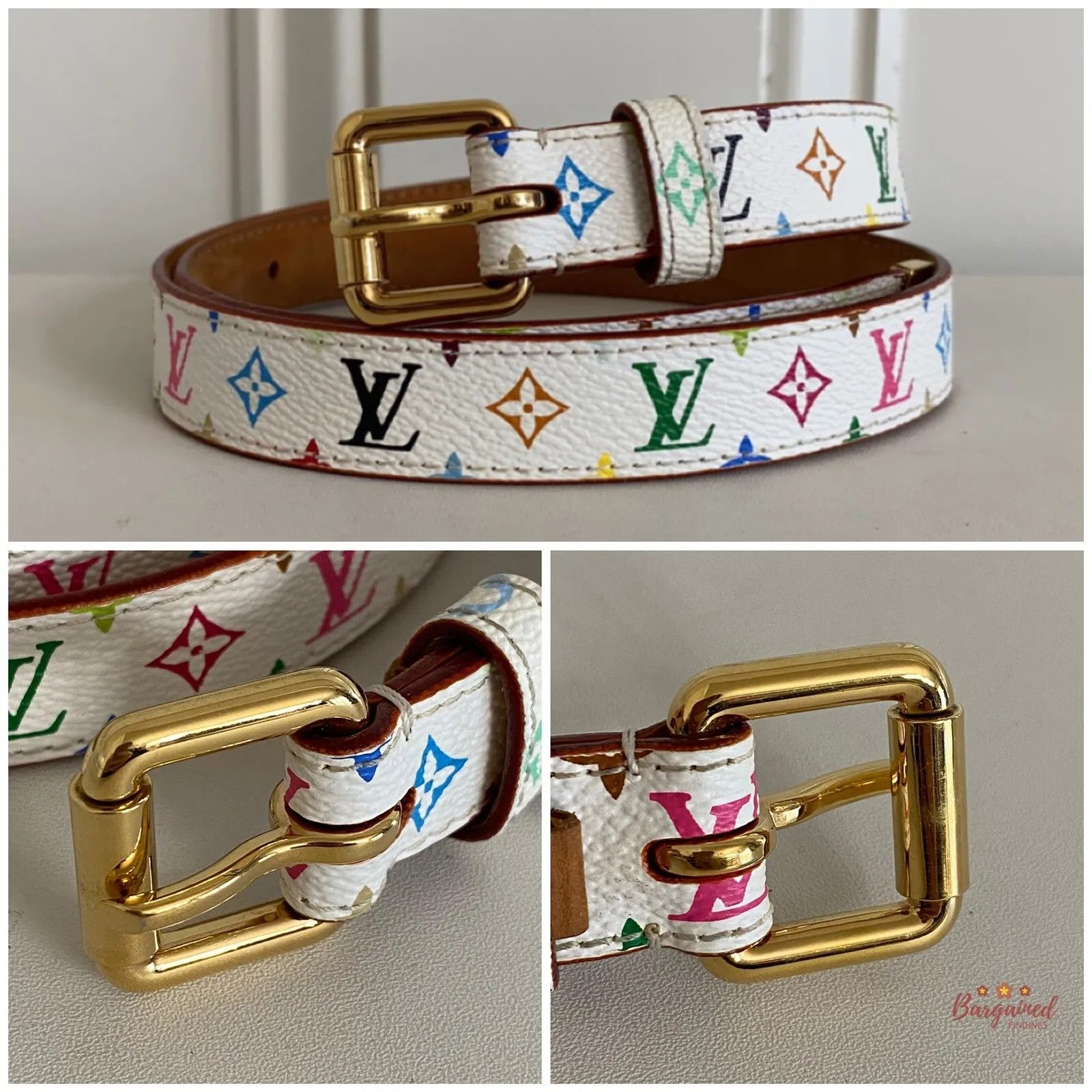 Louis Vuitton × Takashi Murakami Louis Vuitton Multicolor Monogram Coated Canvas Leather Belt Size ONE SIZE - 4 Thumbnail