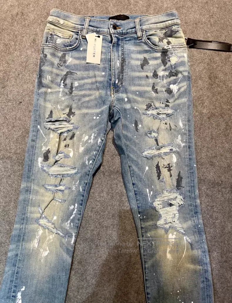 Amiri Amiri Classic seasonal splattered indigo denim jeans size Size US 34 / EU 50 - 2 Thumbnail