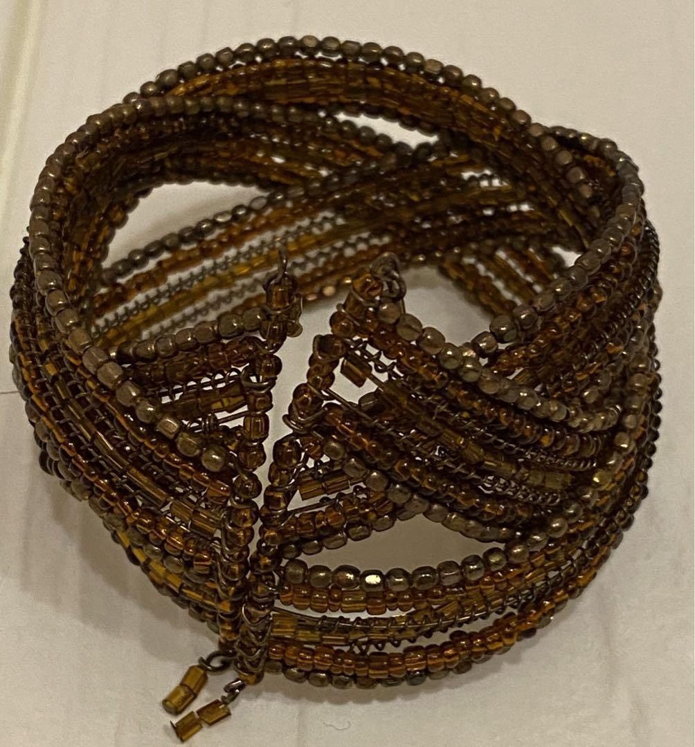 GOA Goa beaded bangle cuff ethnic bohemian brown vintage finish Size ONE SIZE - 1 Thumbnail