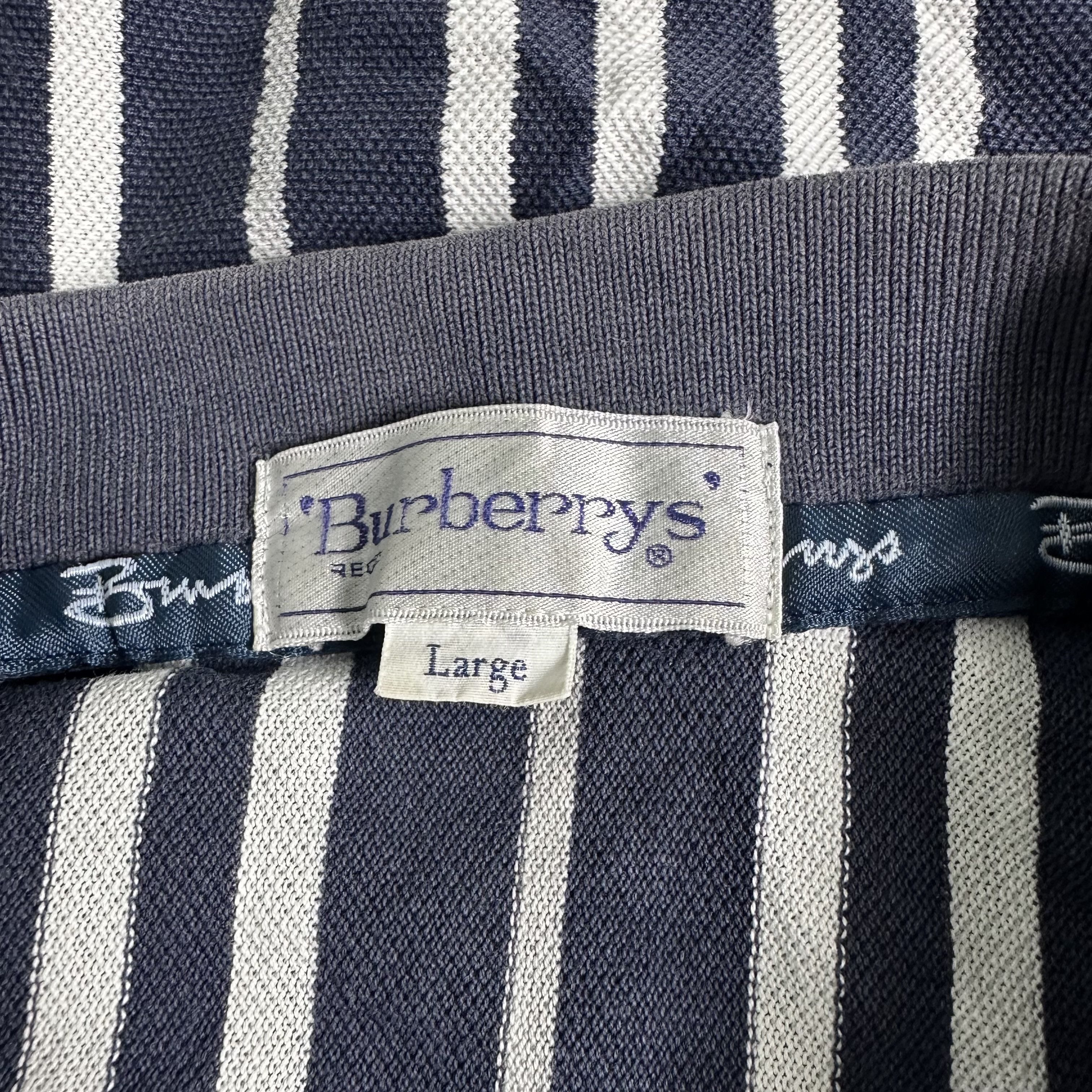 Burberry × Designer × Vintage 🔥RARE🔥Vintage Burberrys Striped Black White Polo Shirt Size US L / EU 52-54 / 3 - 7 Thumbnail