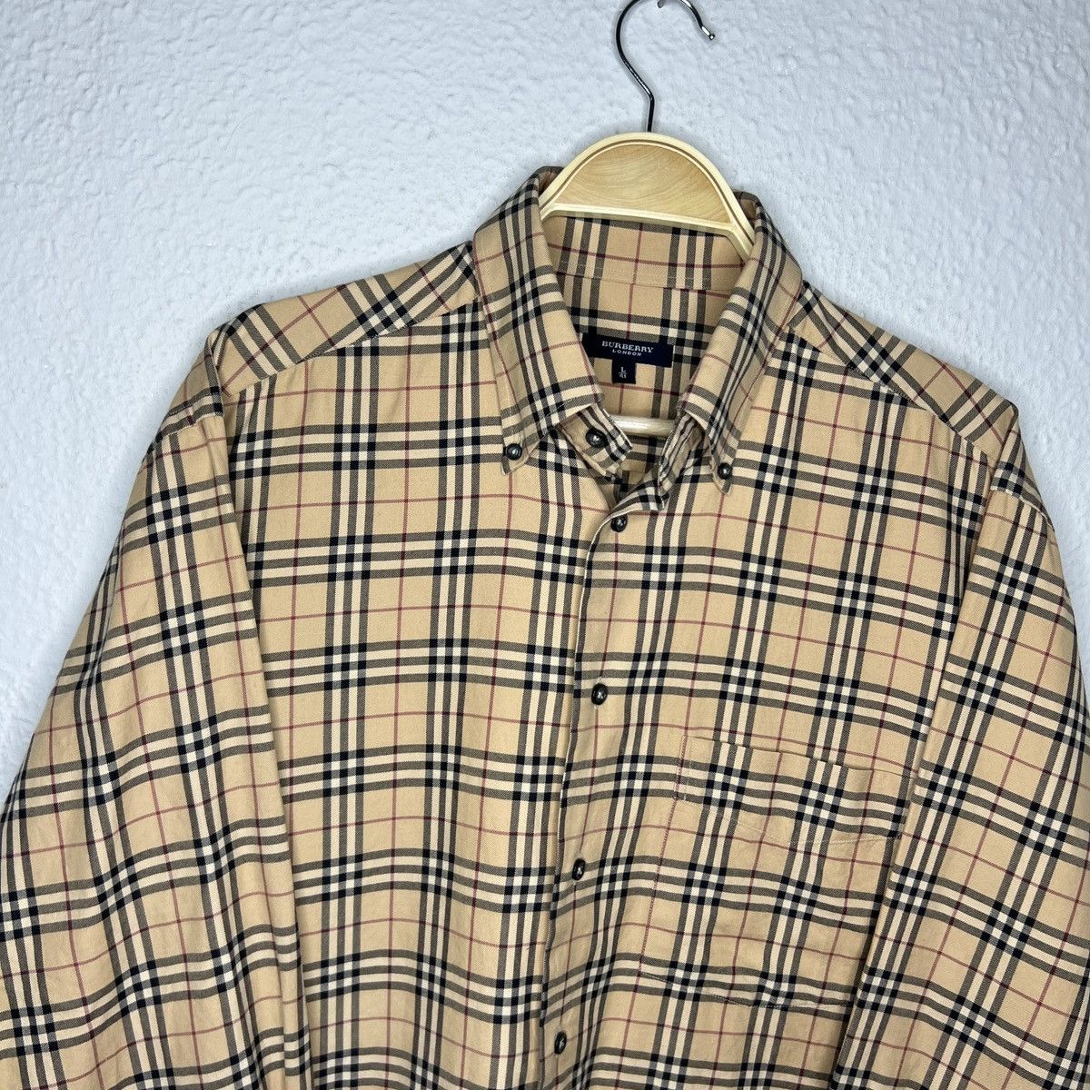 Burberry × Vintage Burberry London Nova Check Pattern Button Up Shirt Beige Size US L / EU 52-54 / 3 - 4 Thumbnail