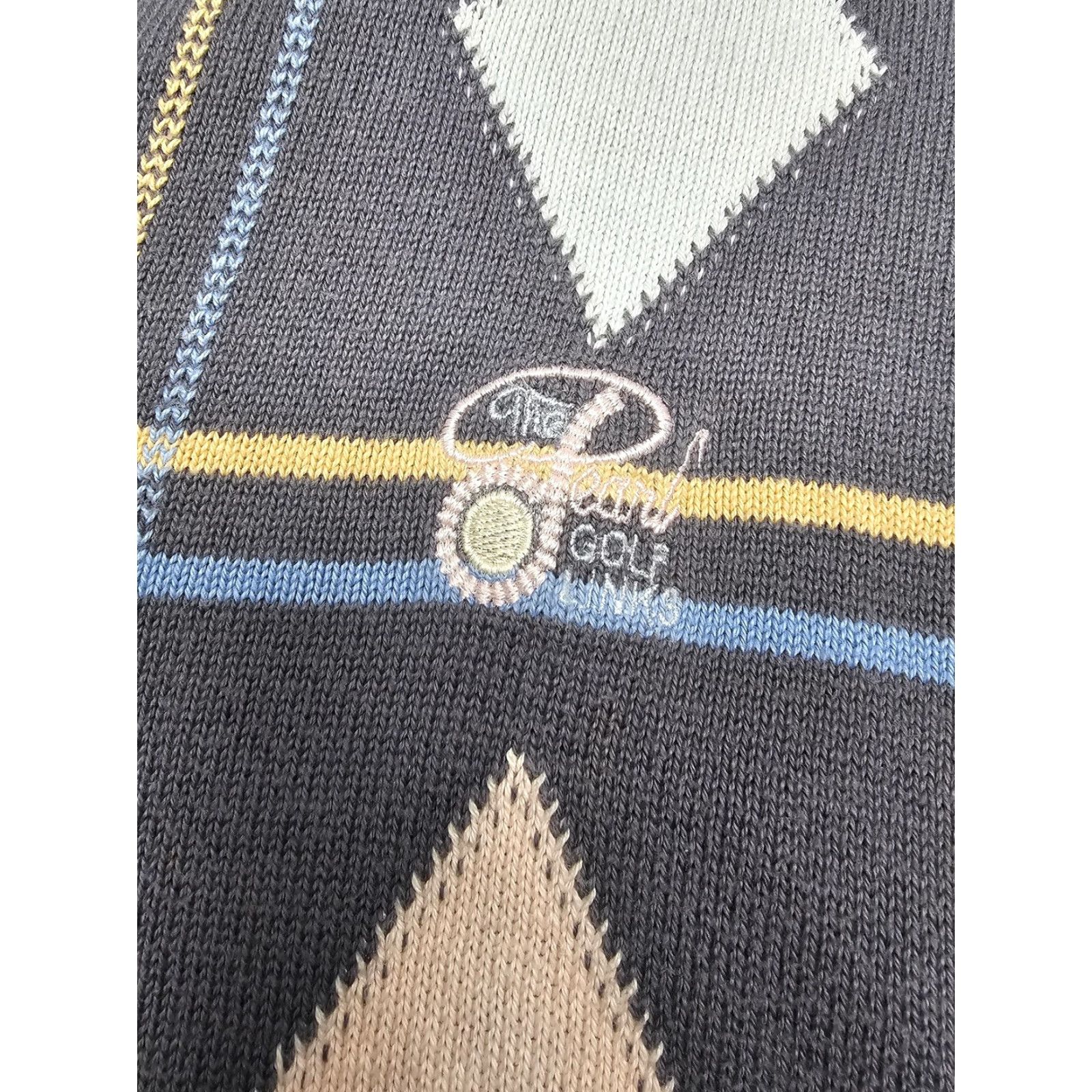 Lyle & Scott Vintage Lyle & Scott Sweater Mens XL Gray Argyle Golf V Neck Pastel 90s Size US XL / EU 56 / 4 - 4 Thumbnail