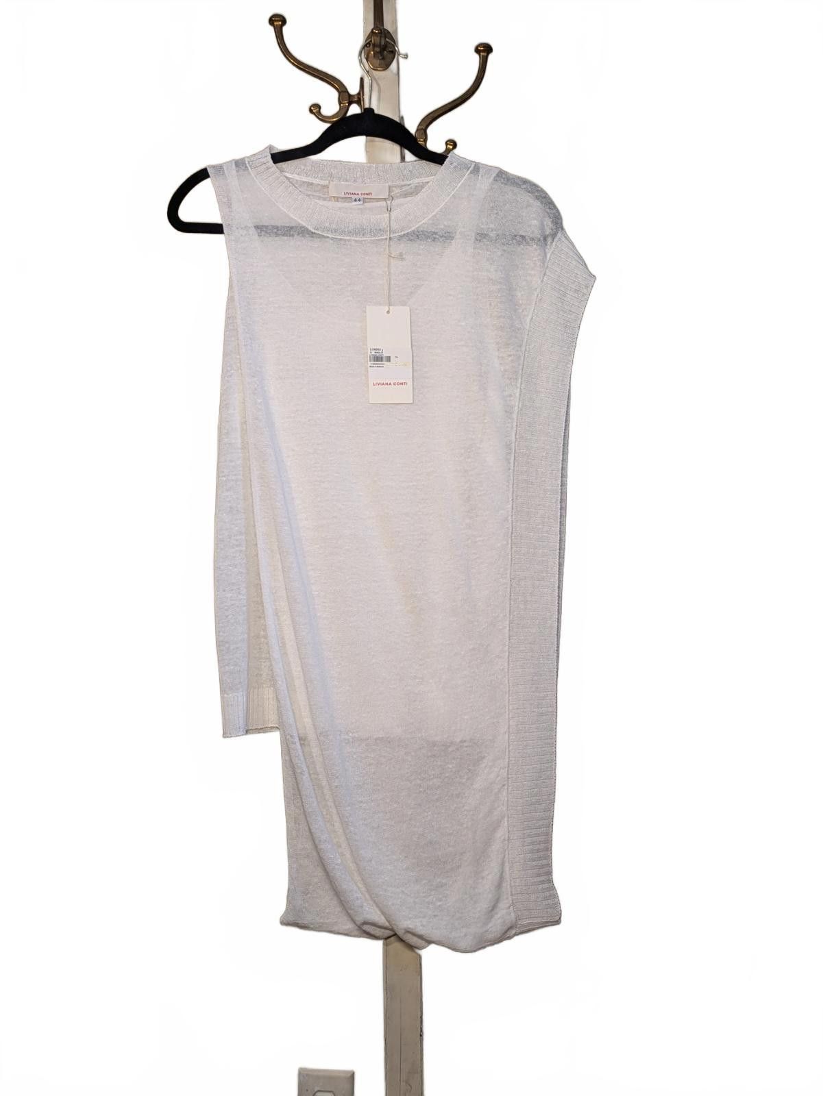 Other NWT LIVIANA CONTI White Asymmetric Linen 2pc Drape Top 42IT Size S / US 4 / IT 40 - 1 Thumbnail