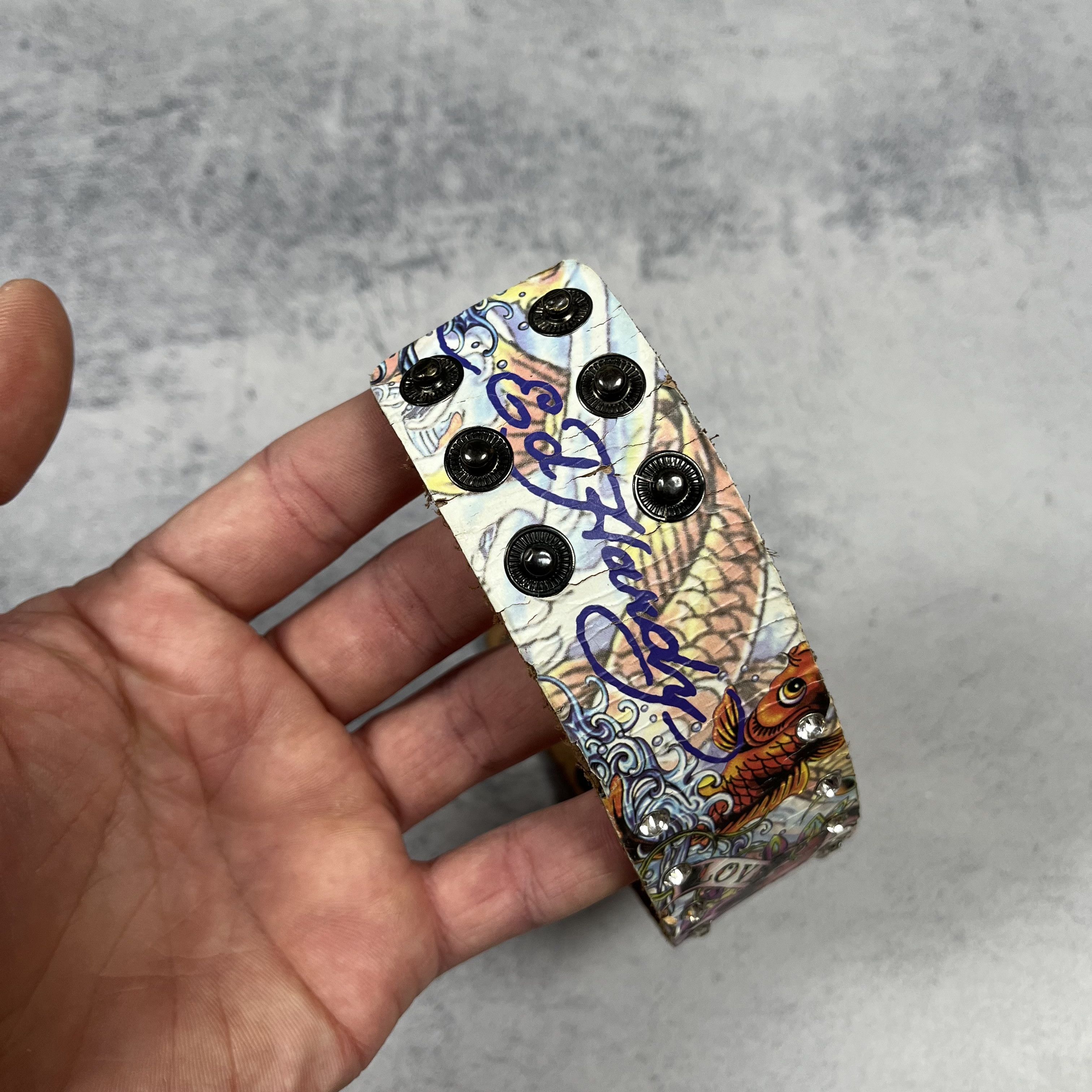 Ed Hardy Vintage Ed Hardy Y2K Tattoo Skulls Leather Bracelet 00’s Size ONE SIZE - 8 Thumbnail